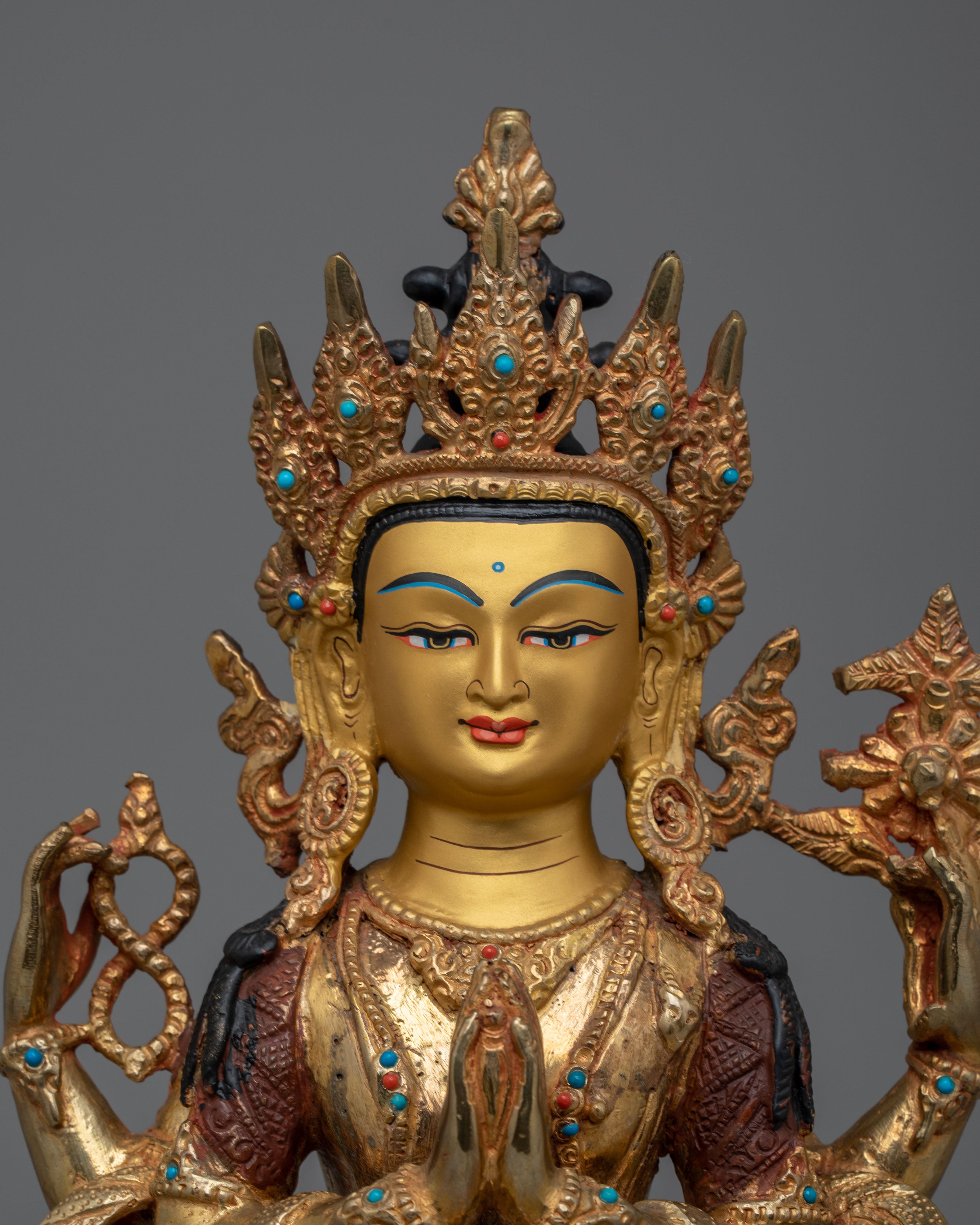 Ceremonial Chenrezig Shrine Statue | Tibetan Buddhist Altar Decor
