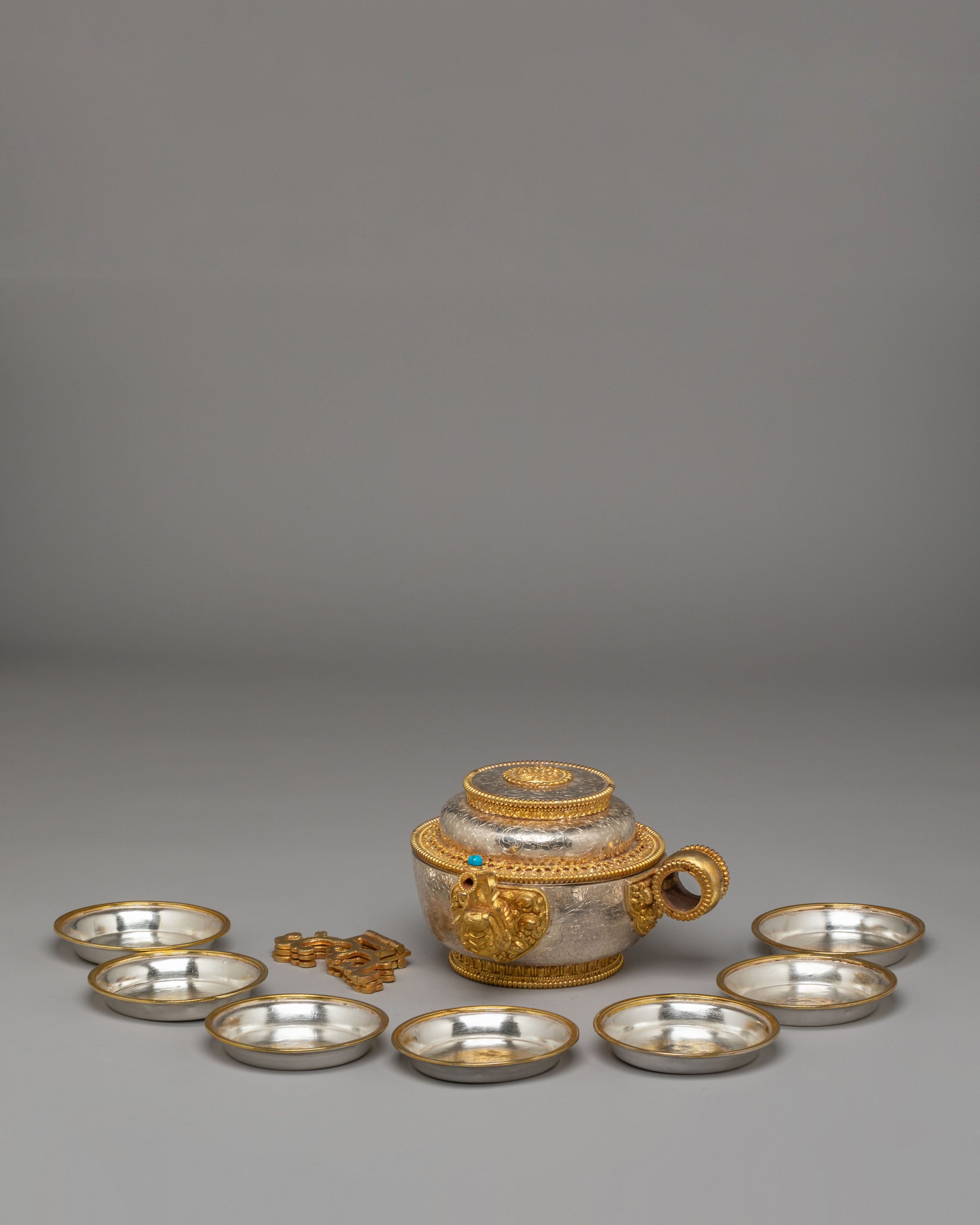 Silver-Plated Shrine Water Offering Bowls | Elegant Ritual Tools for Spiritual Practice