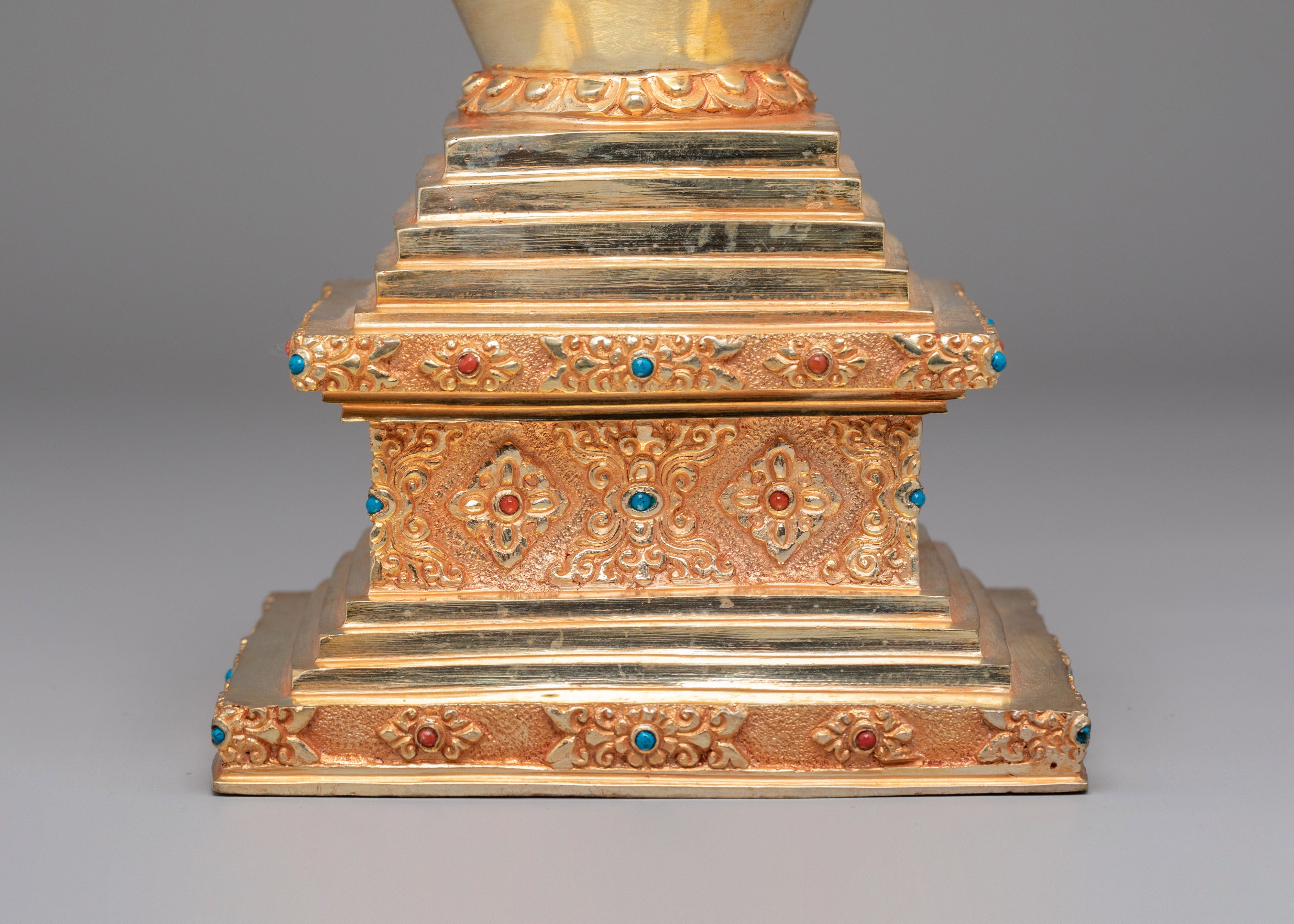 Gold Plated Enlightenment Stupa | Buddhist Stupa for Meditation