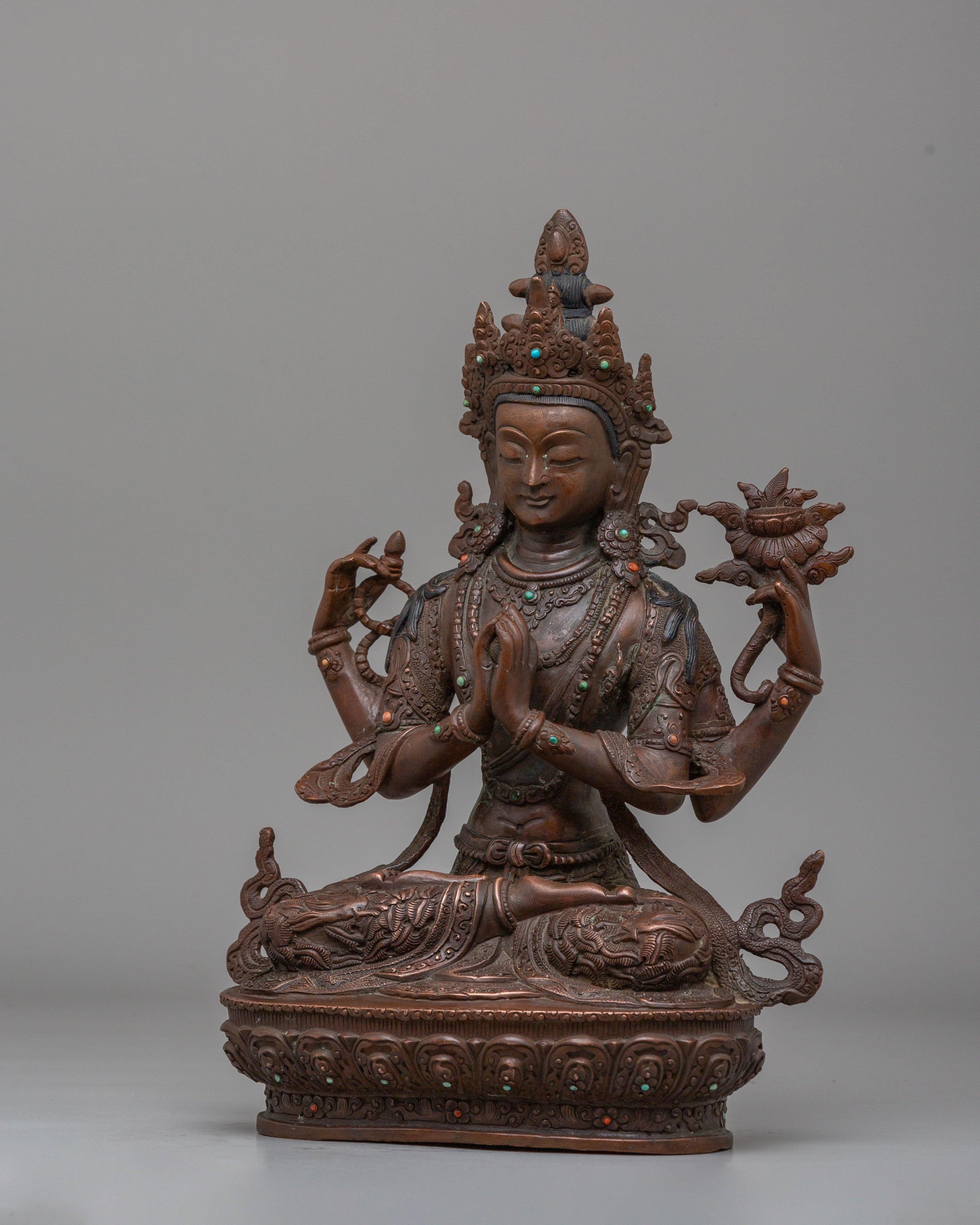 Tibetan Avalokiteshvara Chenrezig Statue | Spiritual Home Decor