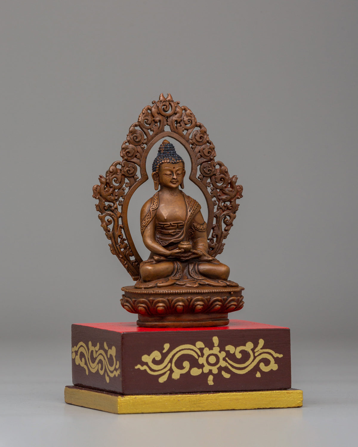 Amitabha Buddha Deity Statue | Handcrafted Copper & Wood Figure