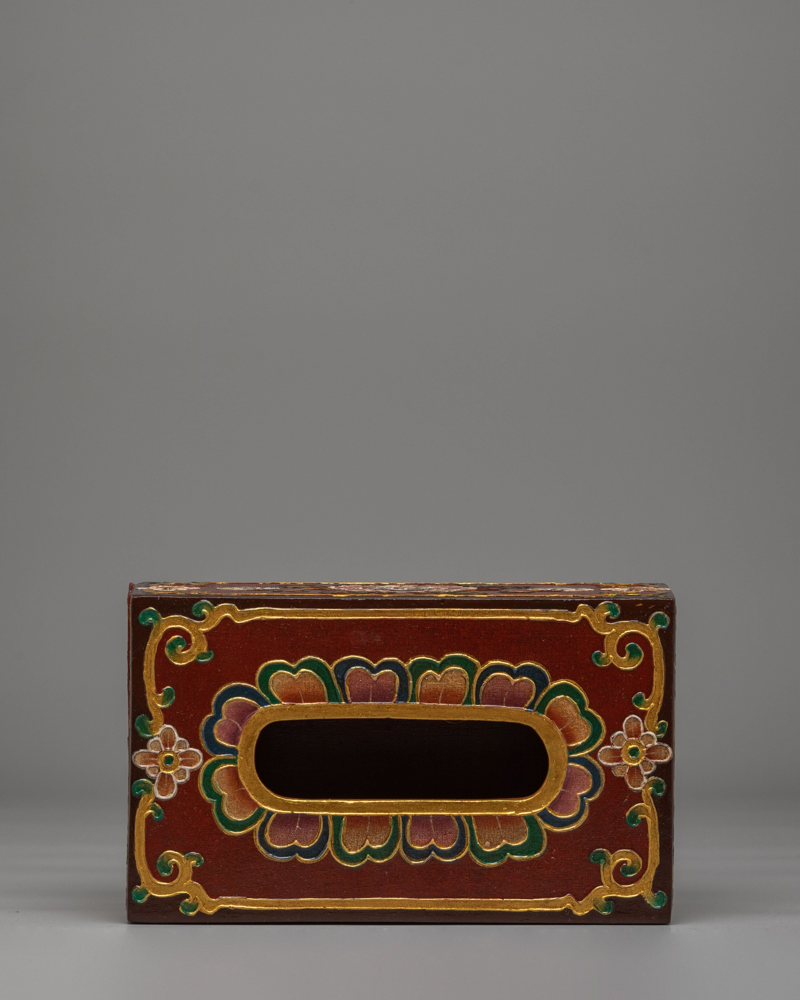Handcrafted Flower Motif Tissue Holder | Wooden Tissue Box