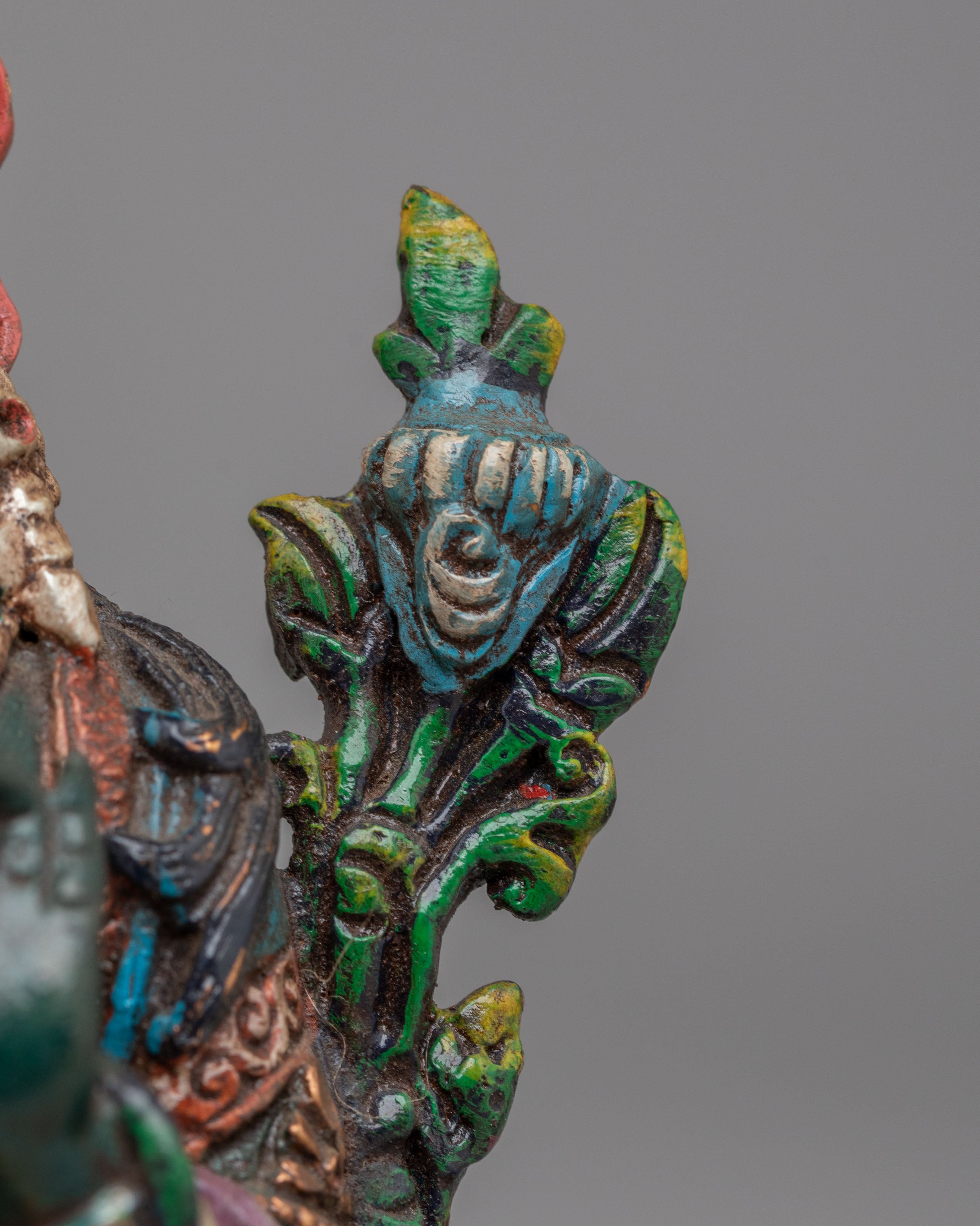 Himalayan Altar Green Tara Deity Statue | Copper Body with Silver Plating