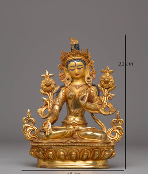 Handcrafted White Tara Sculpture for Decor