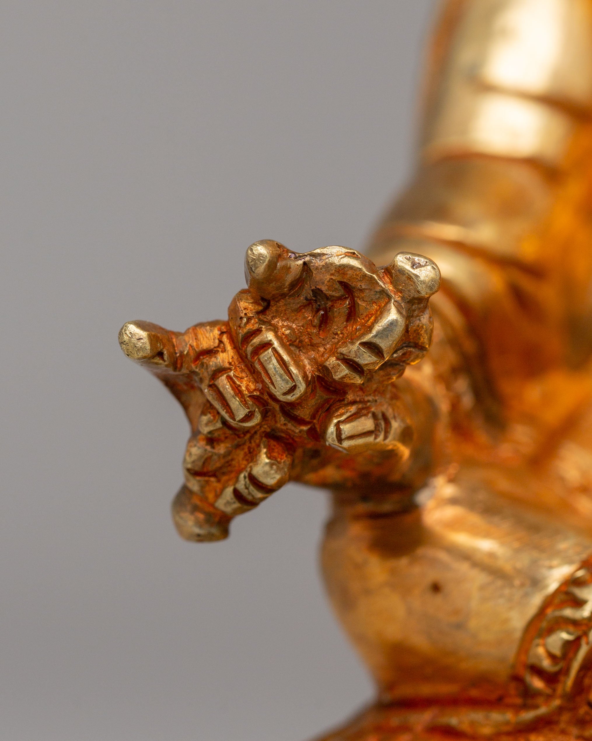 Handcrafted Guru Rinpoche Sculpture | Enlightened Master in 24K Gold Plated