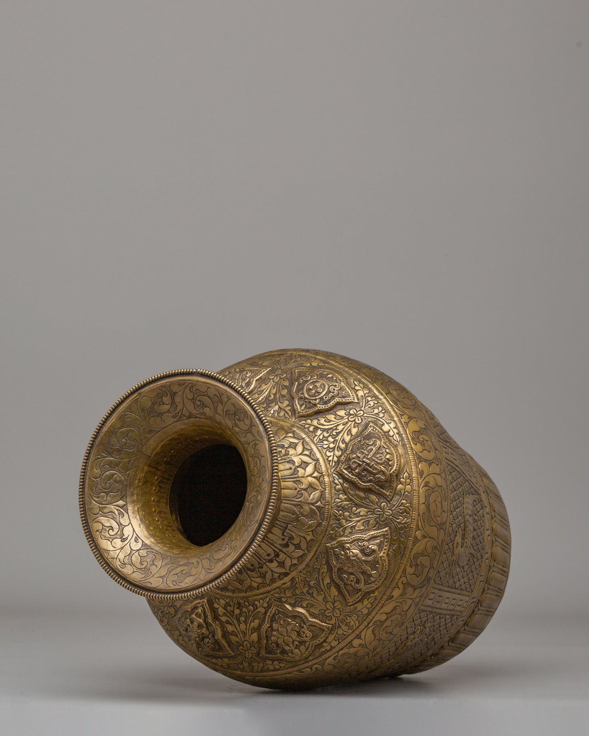 Decorative Himalayan Vase | Handcrafted Brass Tibetan Vessel