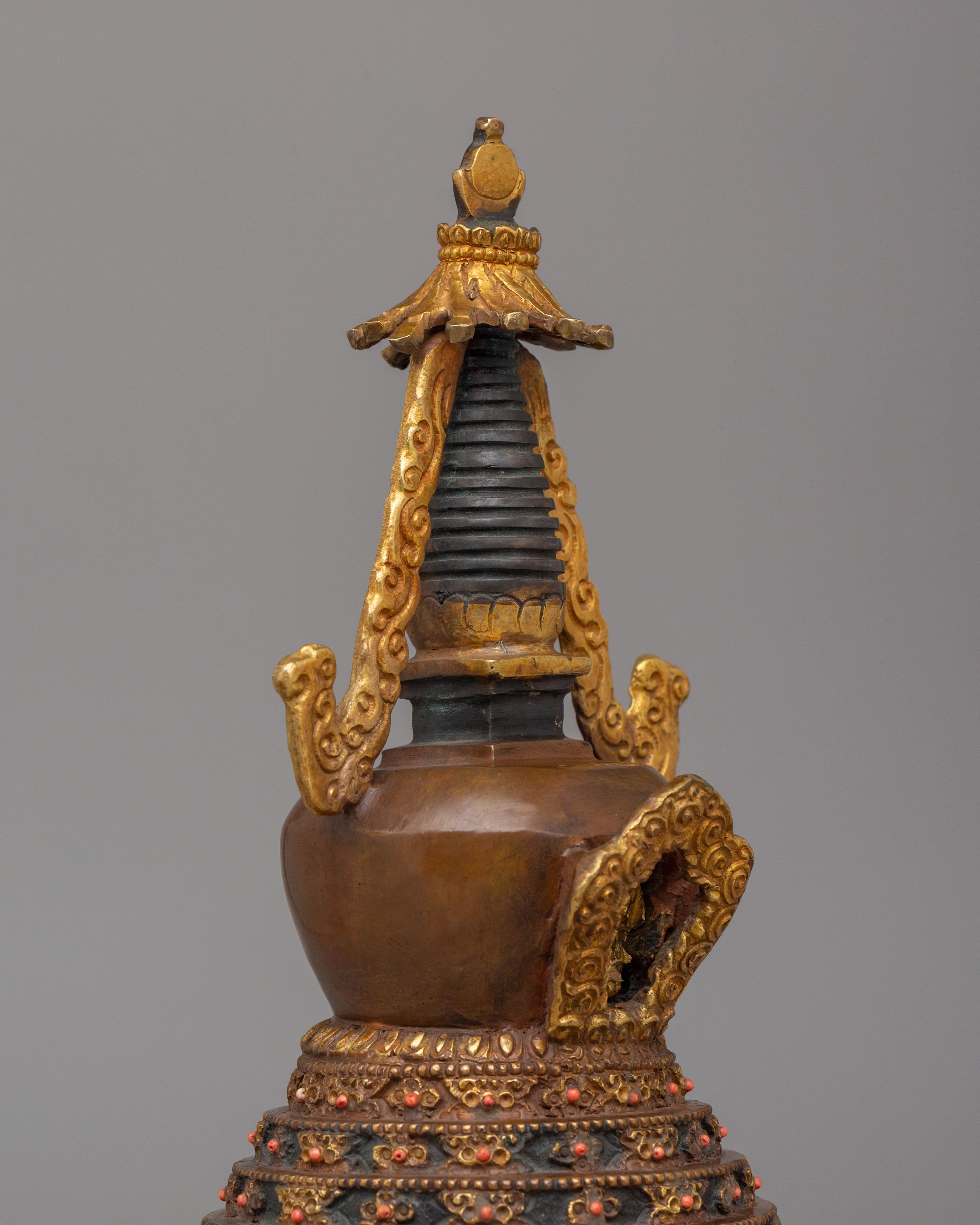 Sacred Lotus Blossom Stupa for Altar | Tibetan Buddhist Shrine Decor