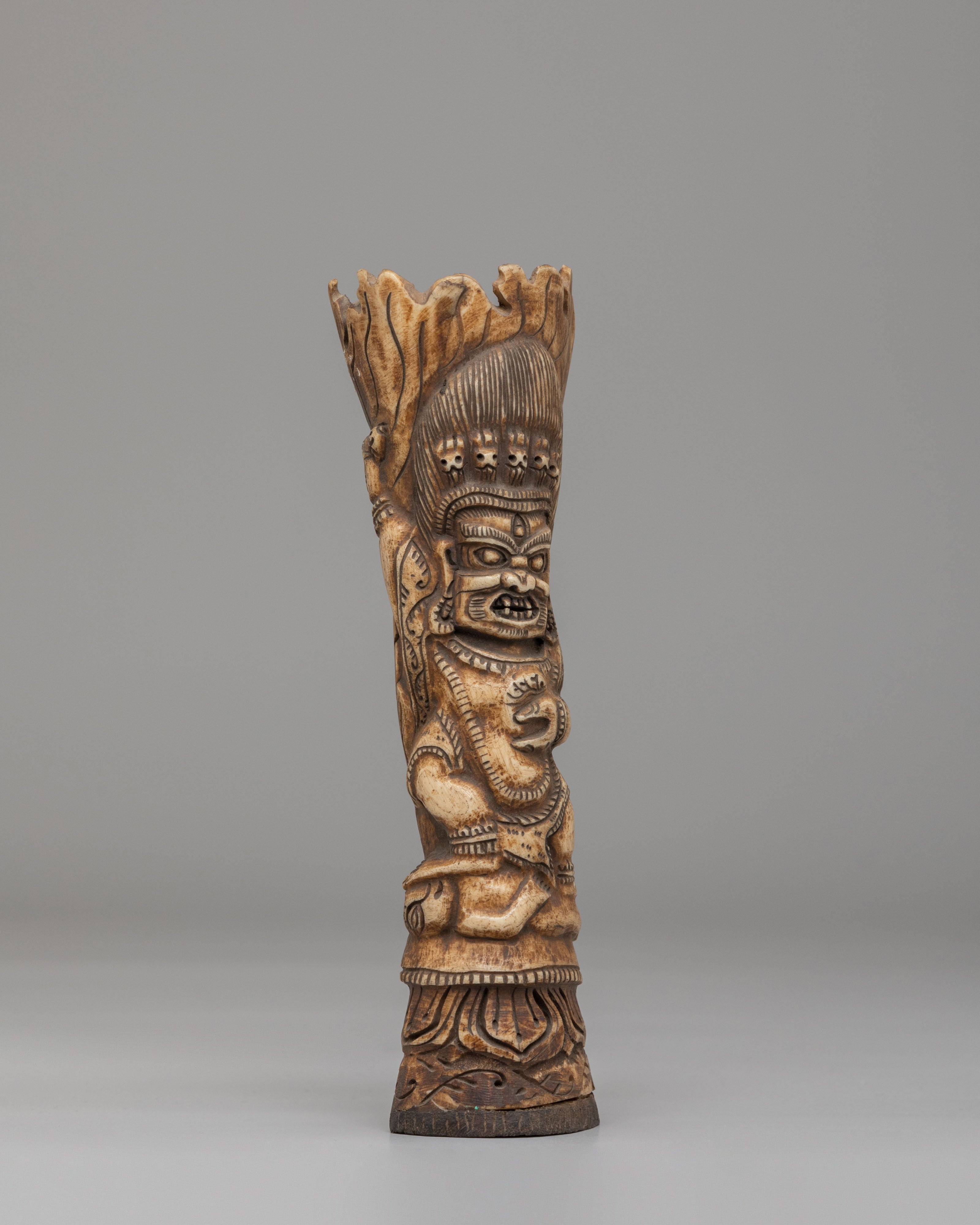 Handcrafted Mahakala Bone Stamp | Sacred Altar Art