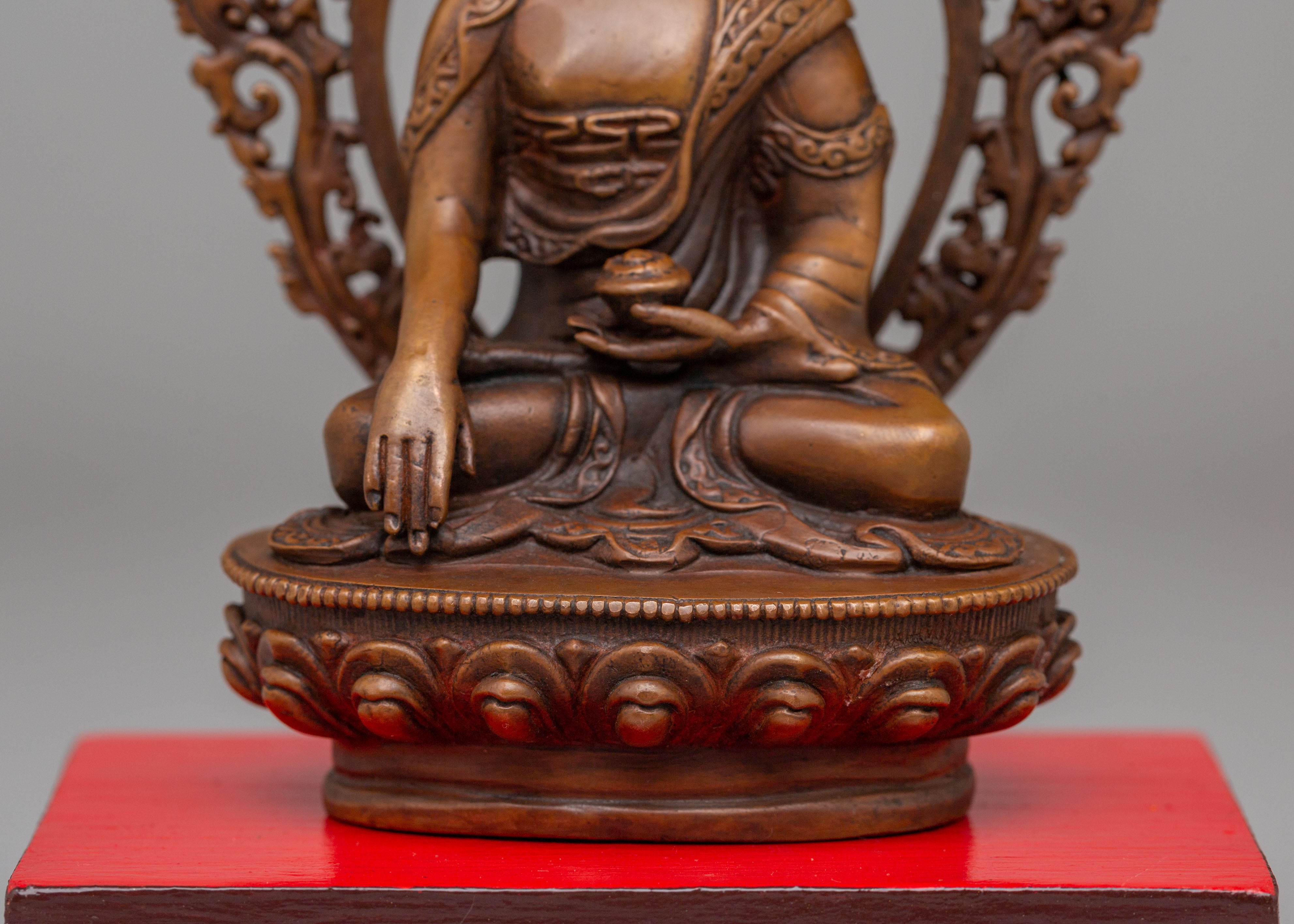 Tibetan Shakyamuni Buddha Deity Figurine | Handcrafted Wooden Statue