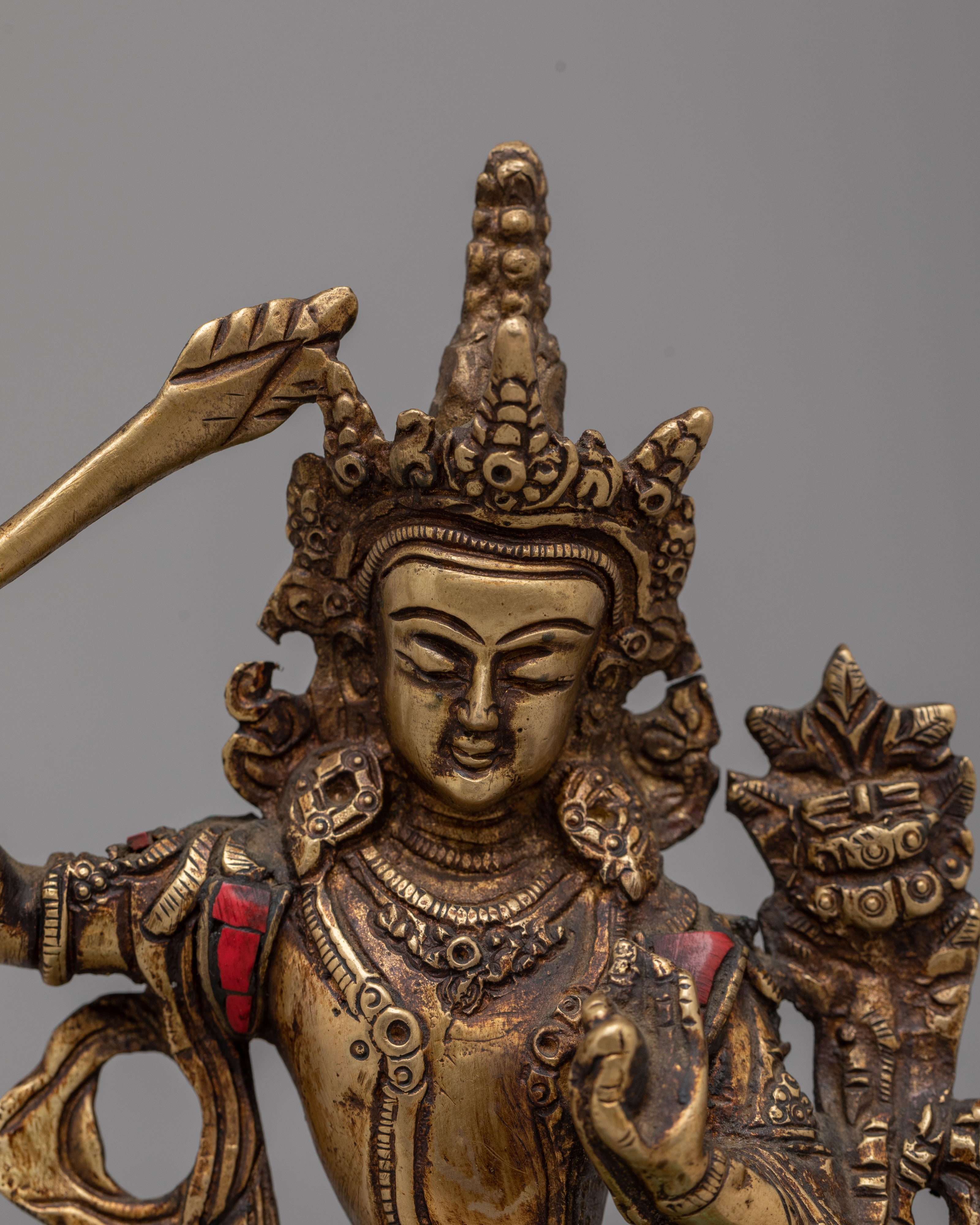 Buddhist Manjushri Handmade Statue | Spiritual Tibetan Decor