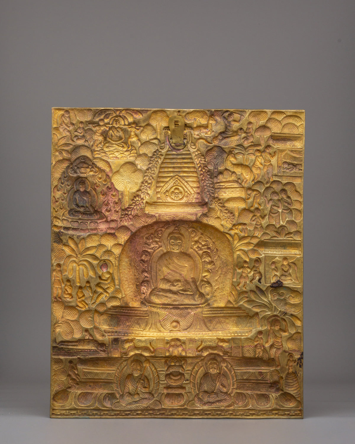 Handcrafted Buddha's Life Wall Hanging | Brass Wall Decor with Disciples