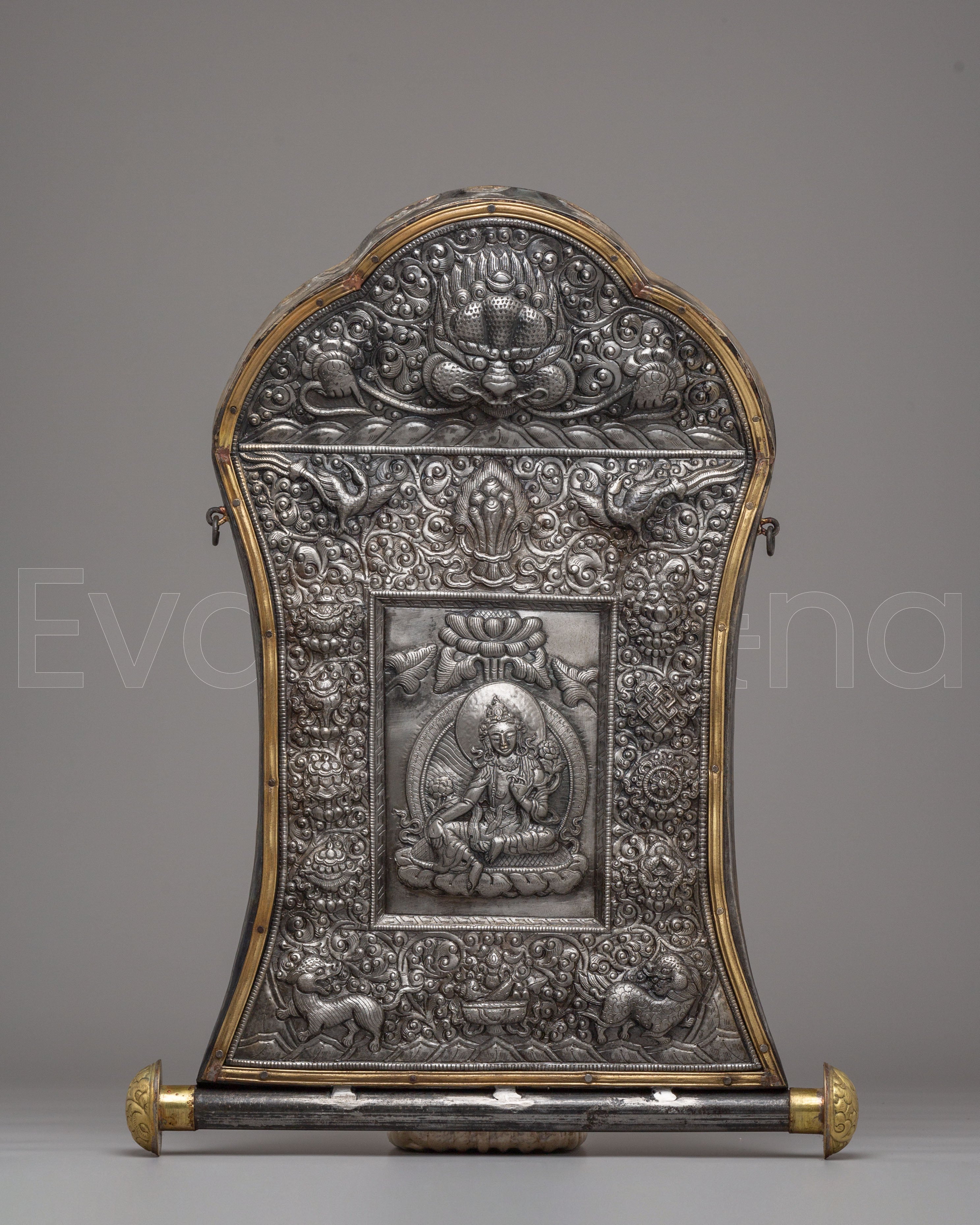 Handmade Green Tara Metal Thangka