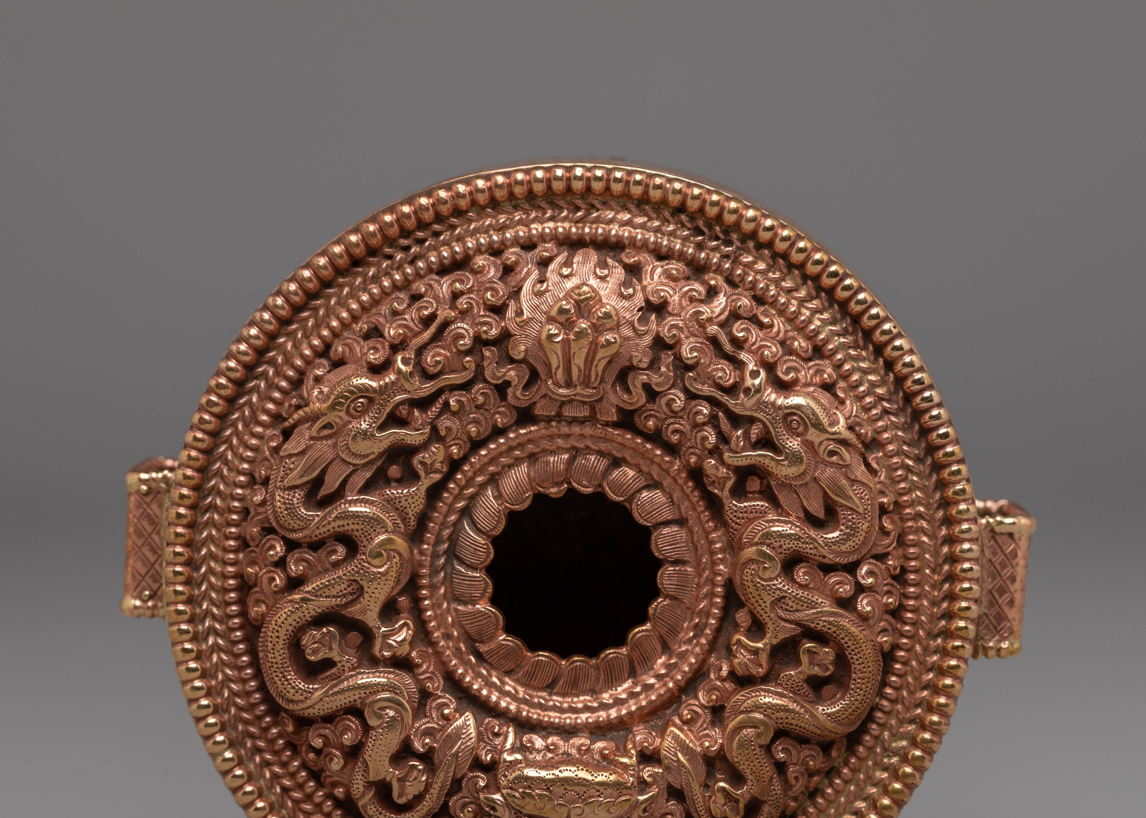 Handmade Buddhist Copper Ghau Box | Symbol of Protection