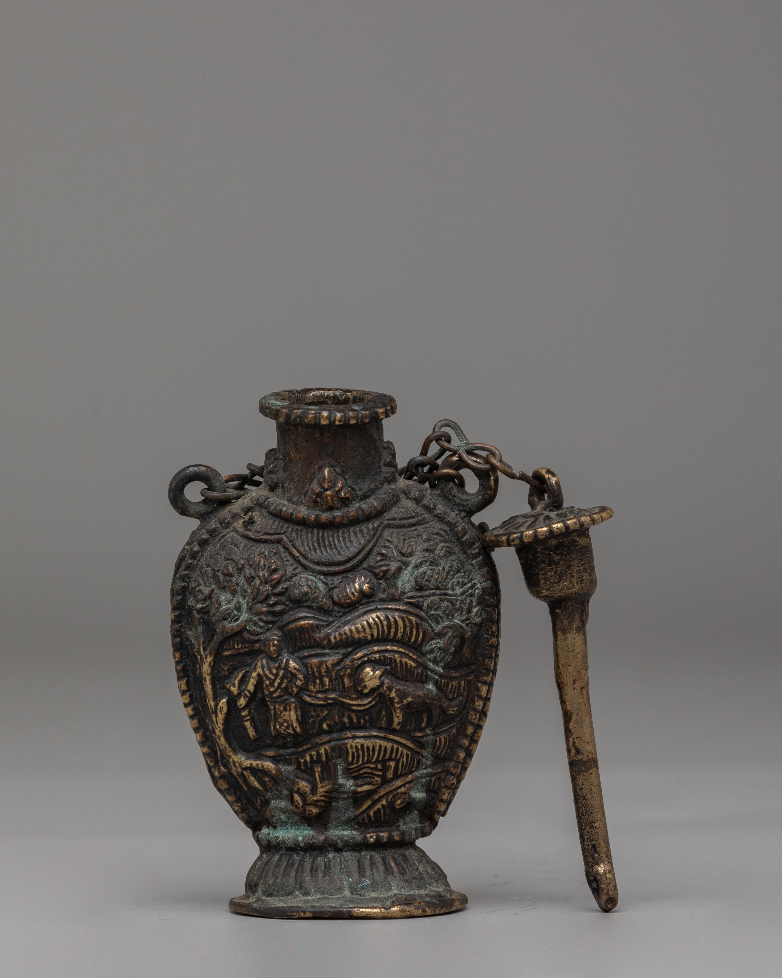 Buddhist Four Harmonious Friends Snuff Pot | Symbolizing Unity and Friendship