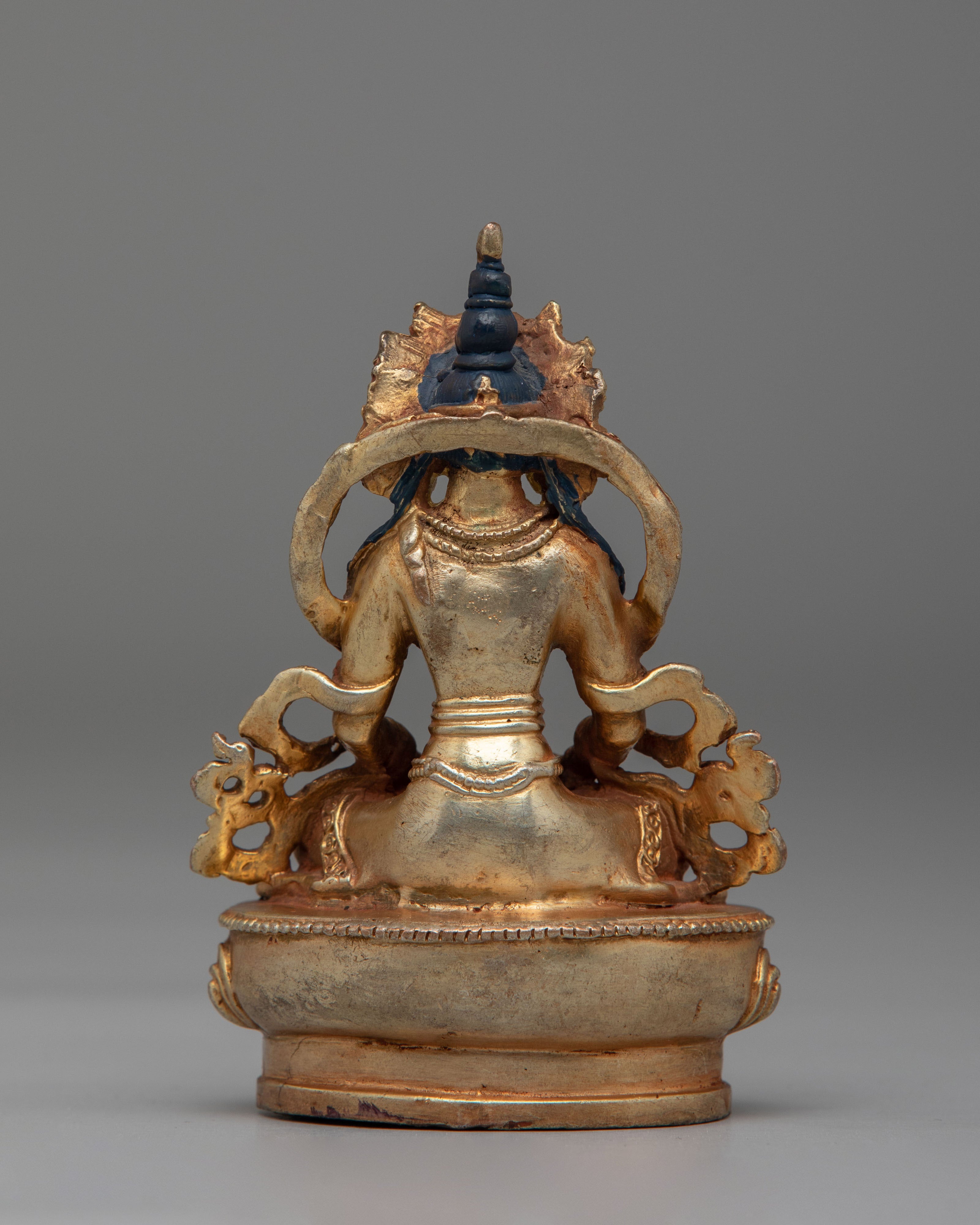Spiritual Amitayus Meditation Statue | 24K Gold Plated Copper Figure