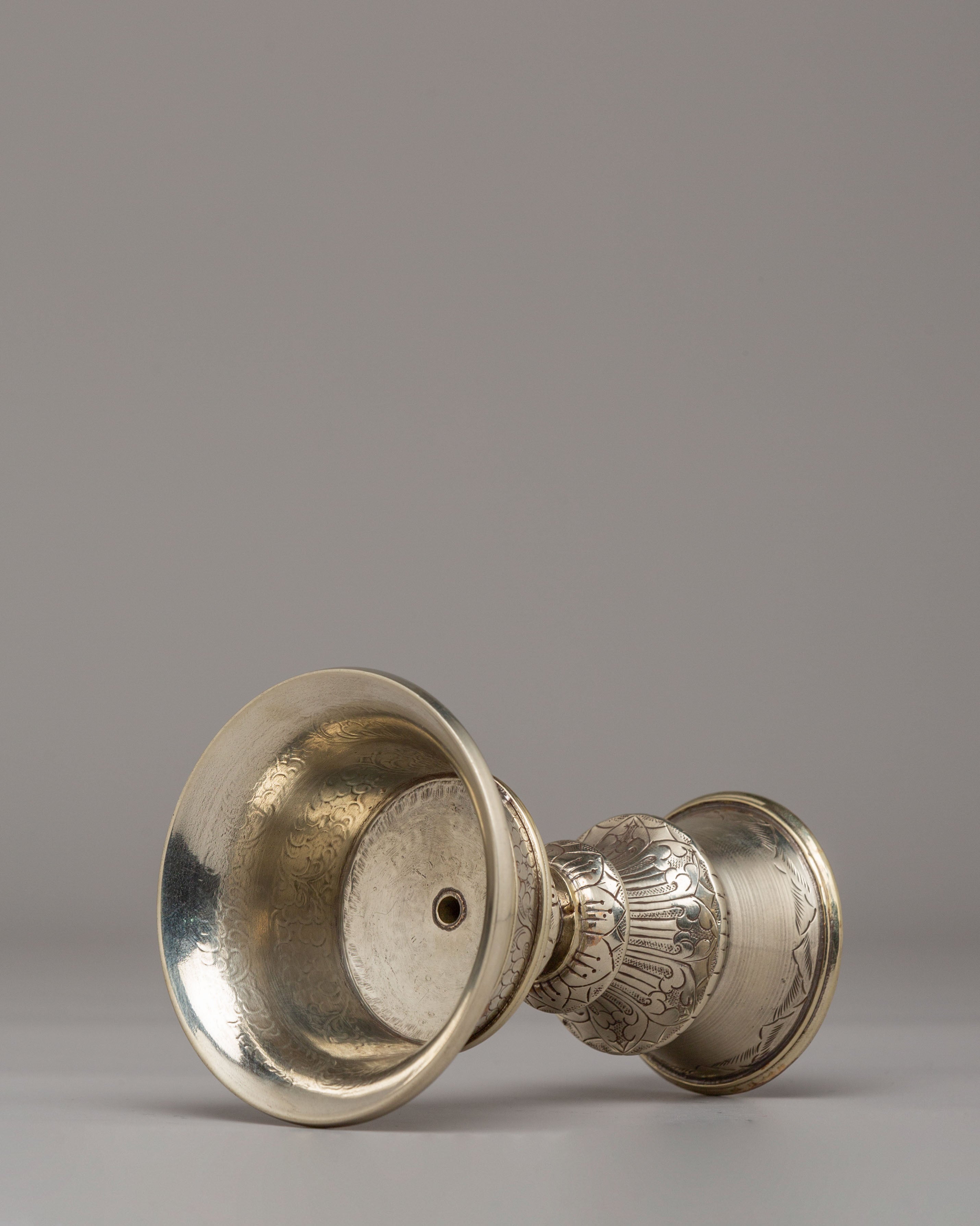 Spiritual Meditation Butter Lamp Set | White Metal Lamps for Rituals