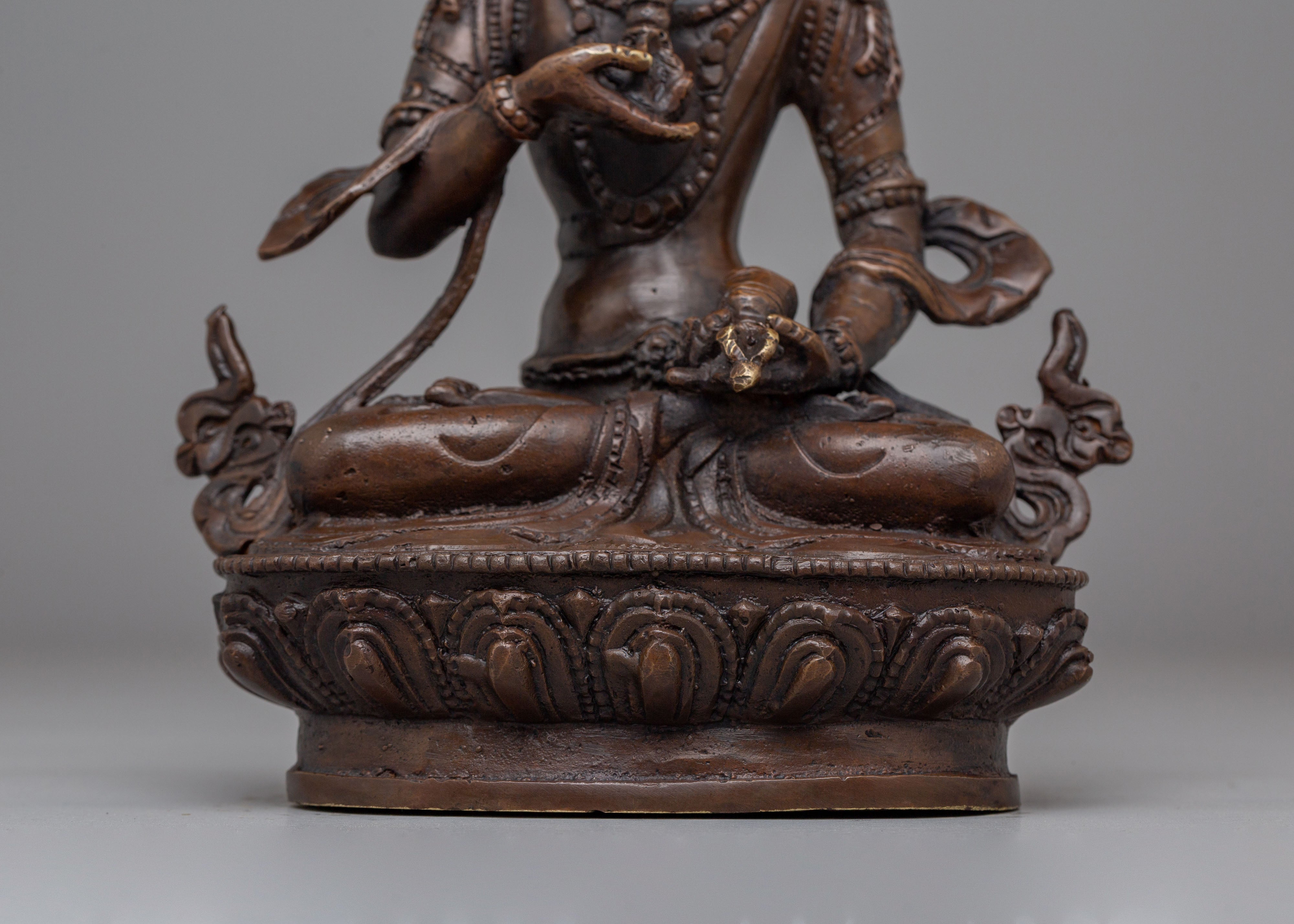 Sacred Himalayan Vajrasattva Statue | Oxidized Copper Figurine for Spiritual Meditation