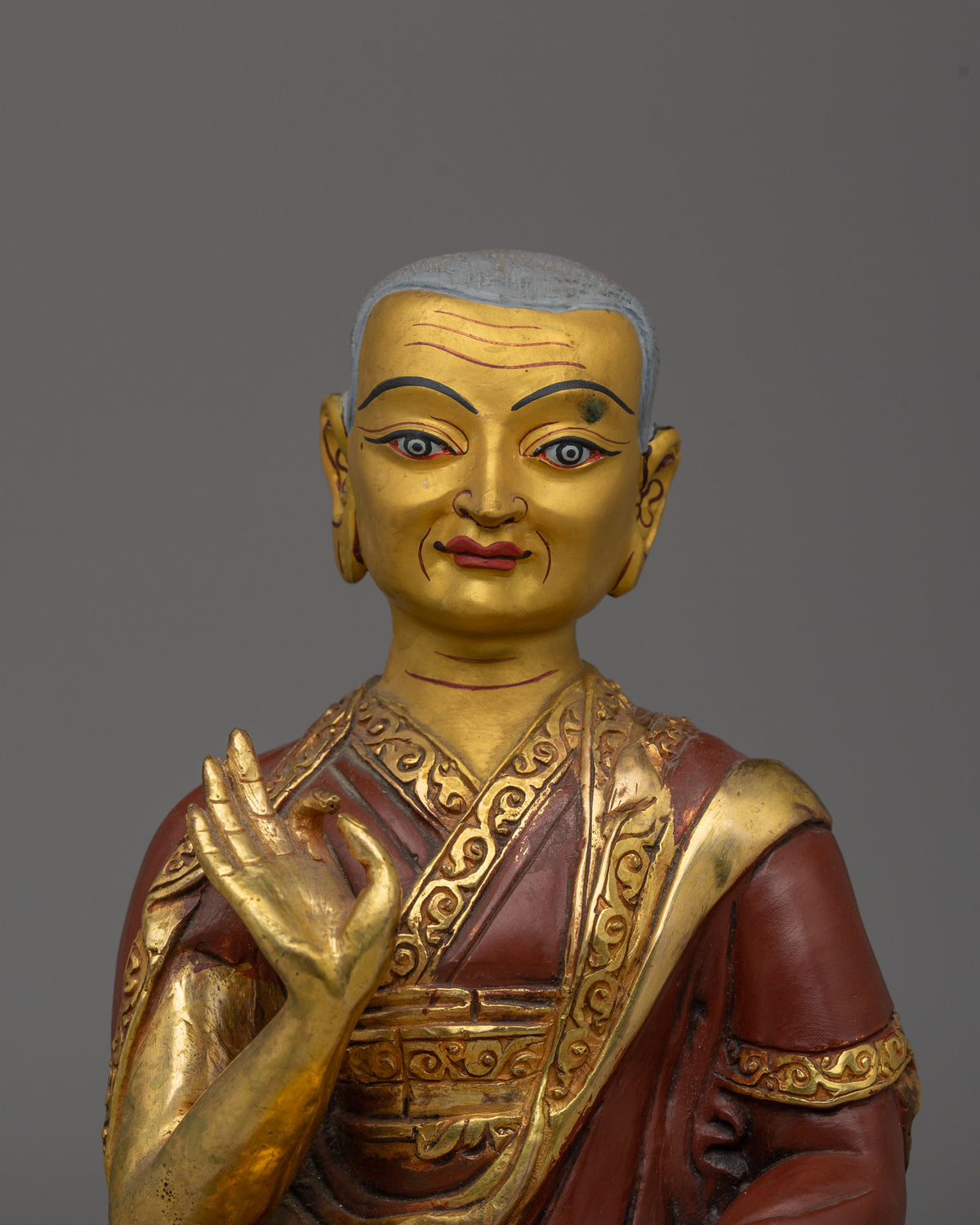 Handcrafted Sacred Tsongkhapa Set Statue | Tibetan Spiritual Artwork