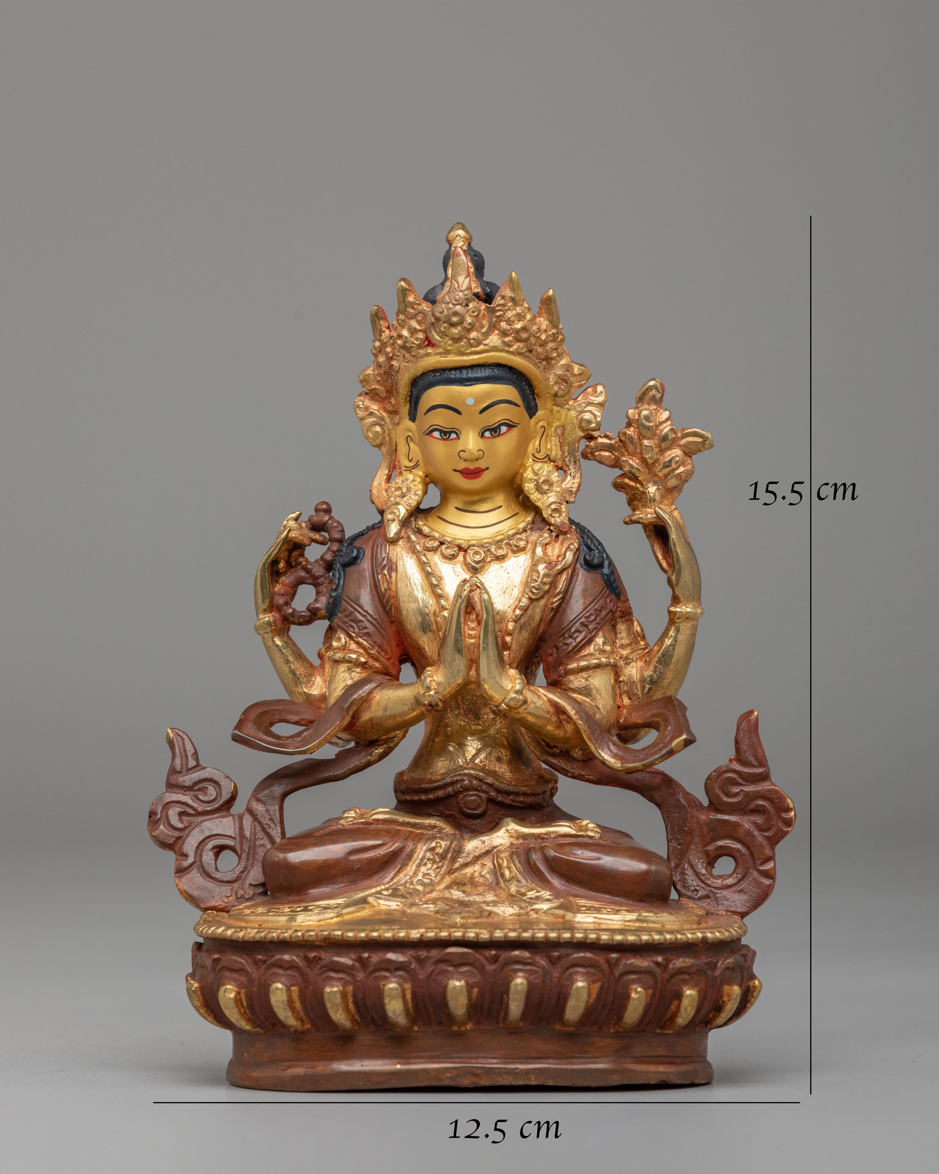 Four-Armed Chenrezig Himalayan Statue | Handcrafted Spiritual Decor