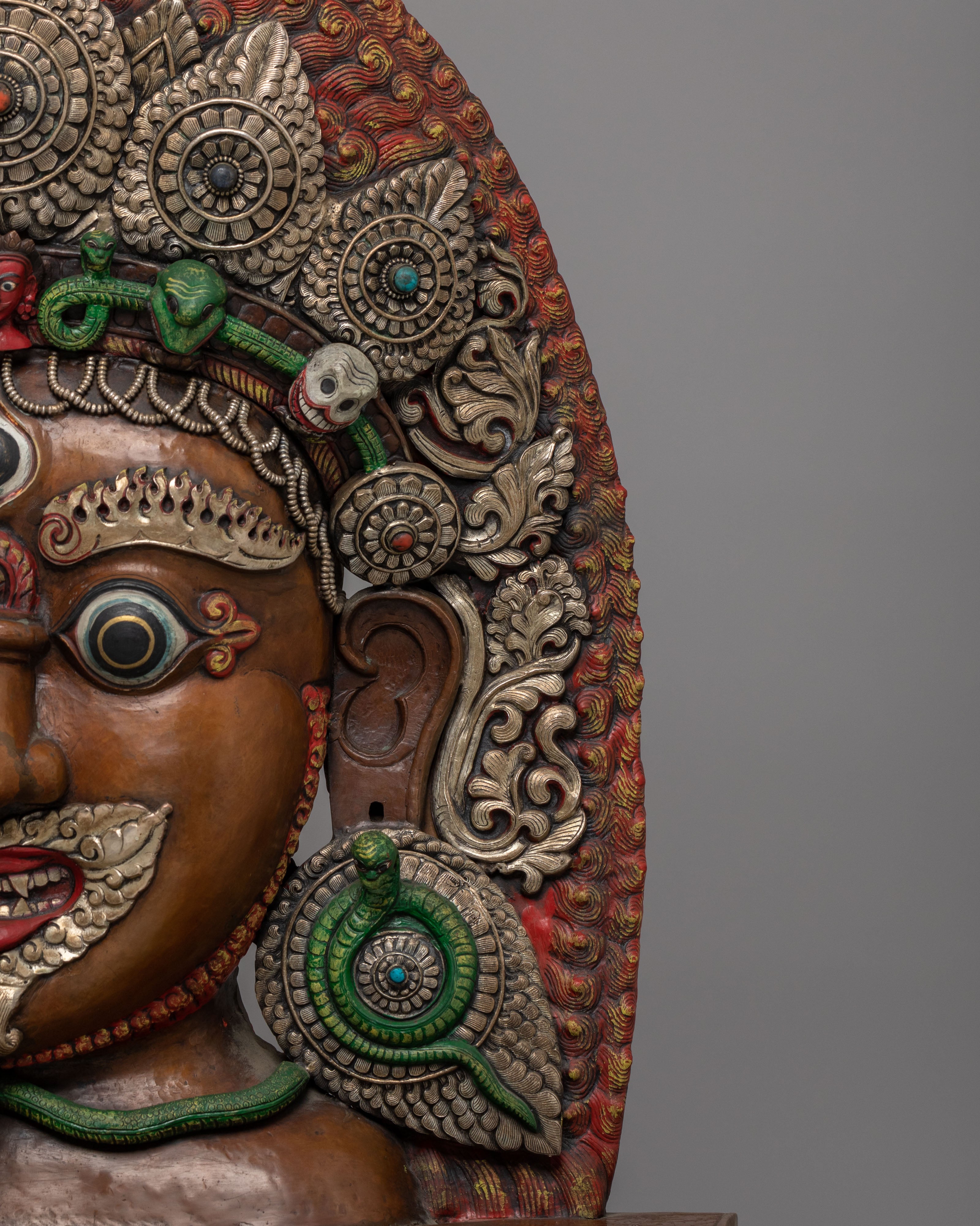 Handcrafted Bhairav Wall Sculpture: A Divine Protector for Your Space
