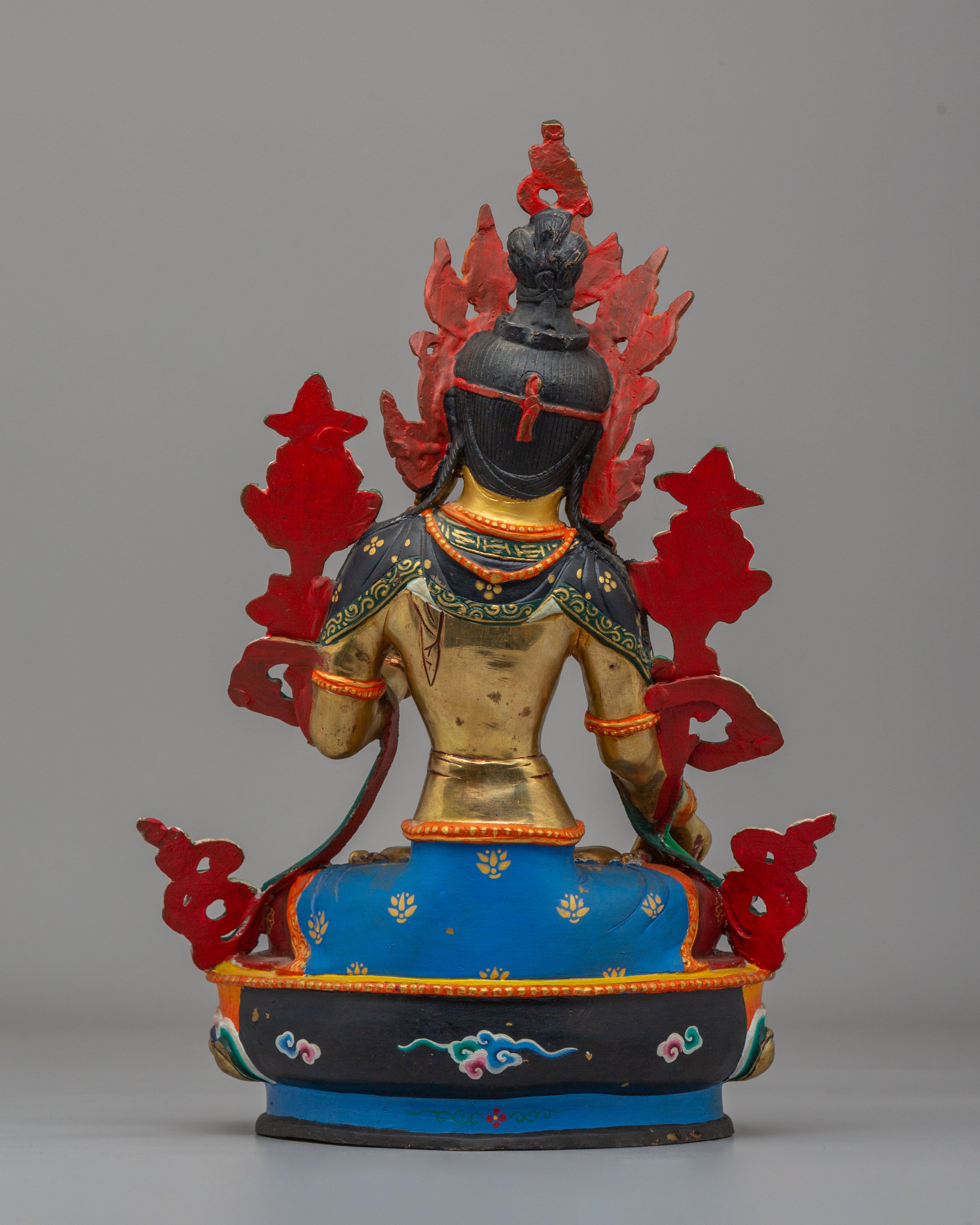 Handmade White Tara Statue for Healing | 24K Gold Plated Copper Tara