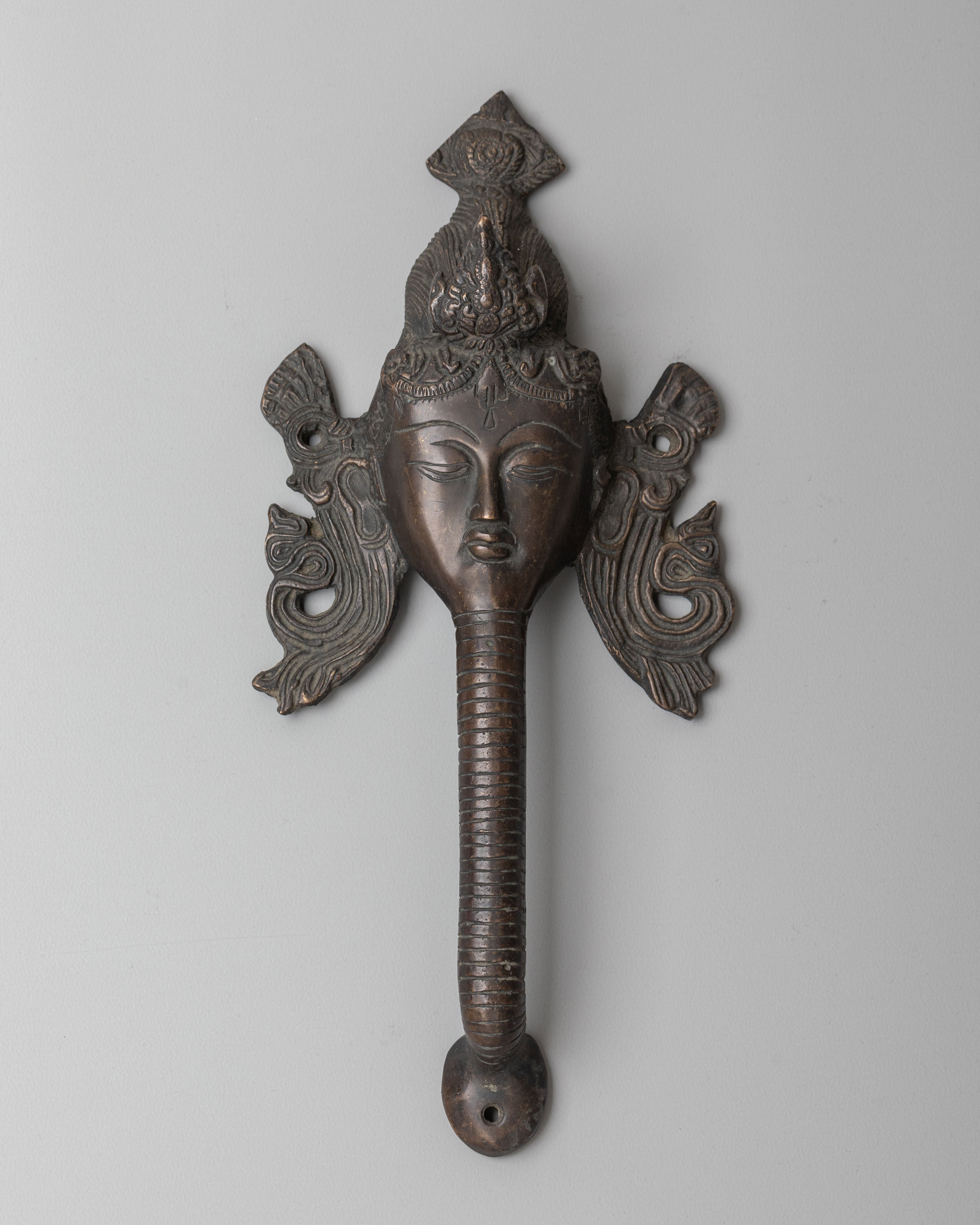 Unique Deity Design Door Handle | Handcrafted Bronze Decorative Handle
