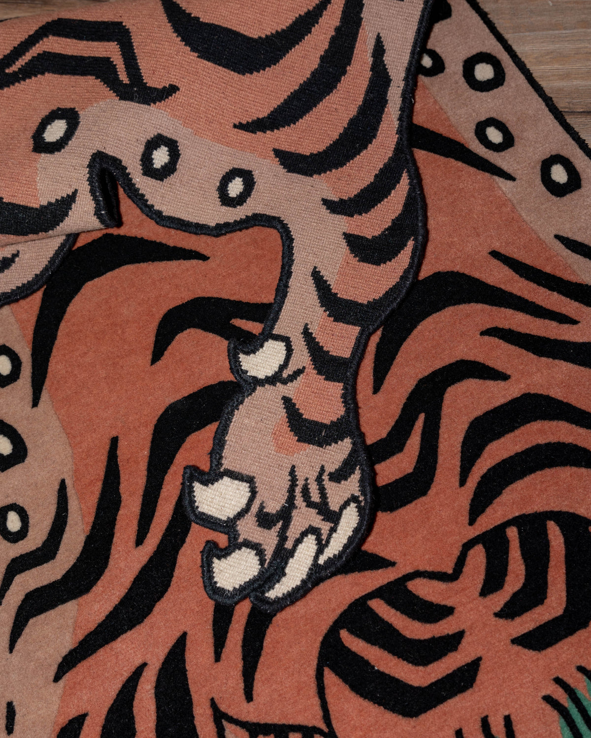 Decorative Handwoven Tiger Rug | Tibetan & New Zealand Wool with Viscose Accents