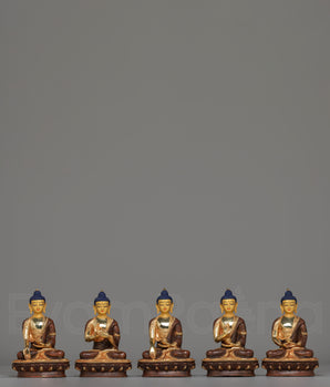Golden Five-Dhyani Buddha Set | Handmade Golden Buddha Statue