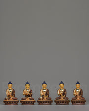 Golden Five-Dhyani Buddha Set | Handmade Golden Buddha Statue