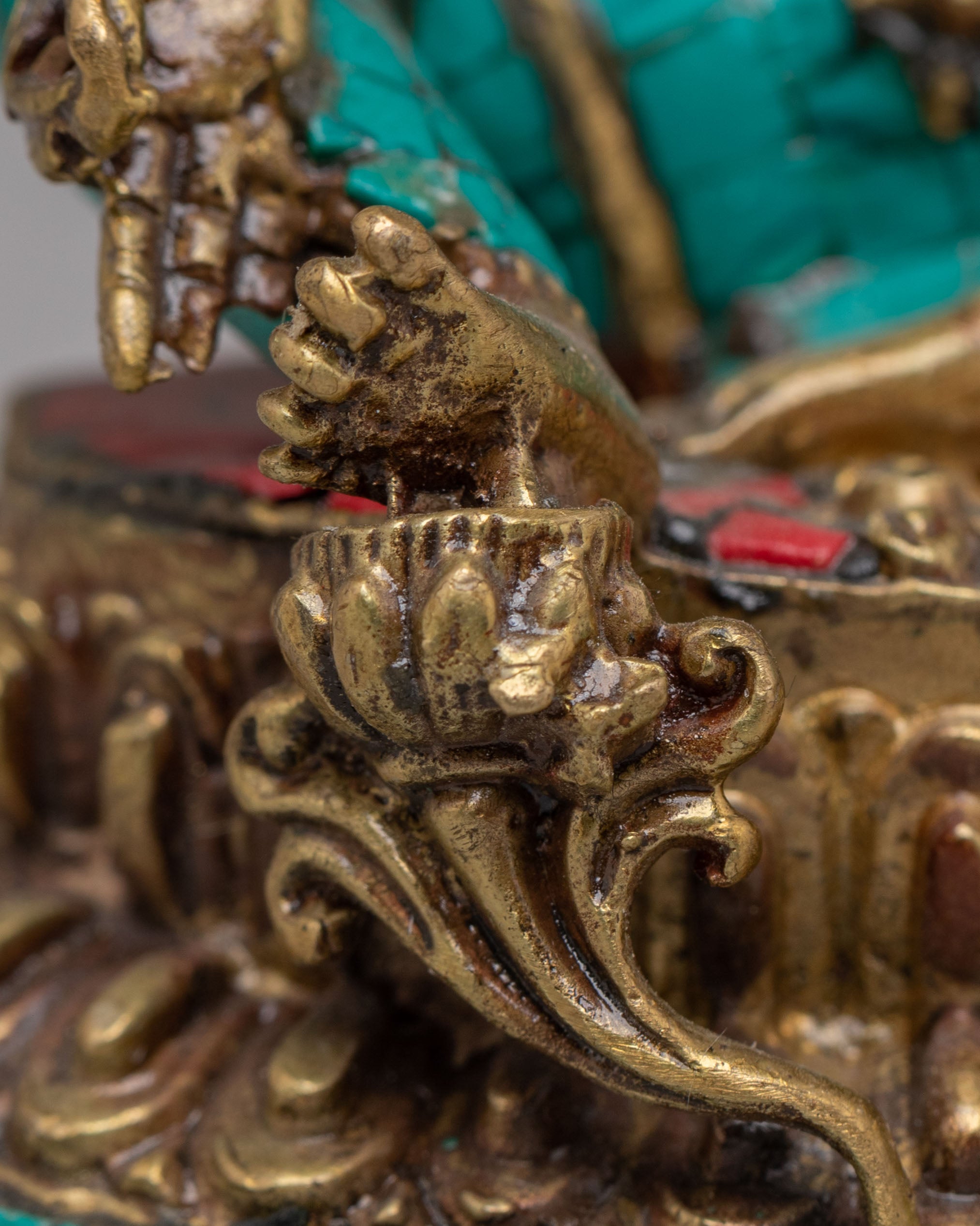 Handcrafted Green Tara Deity Statue | Tibetan Goddess Figurine for Meditation & Spiritual Decor