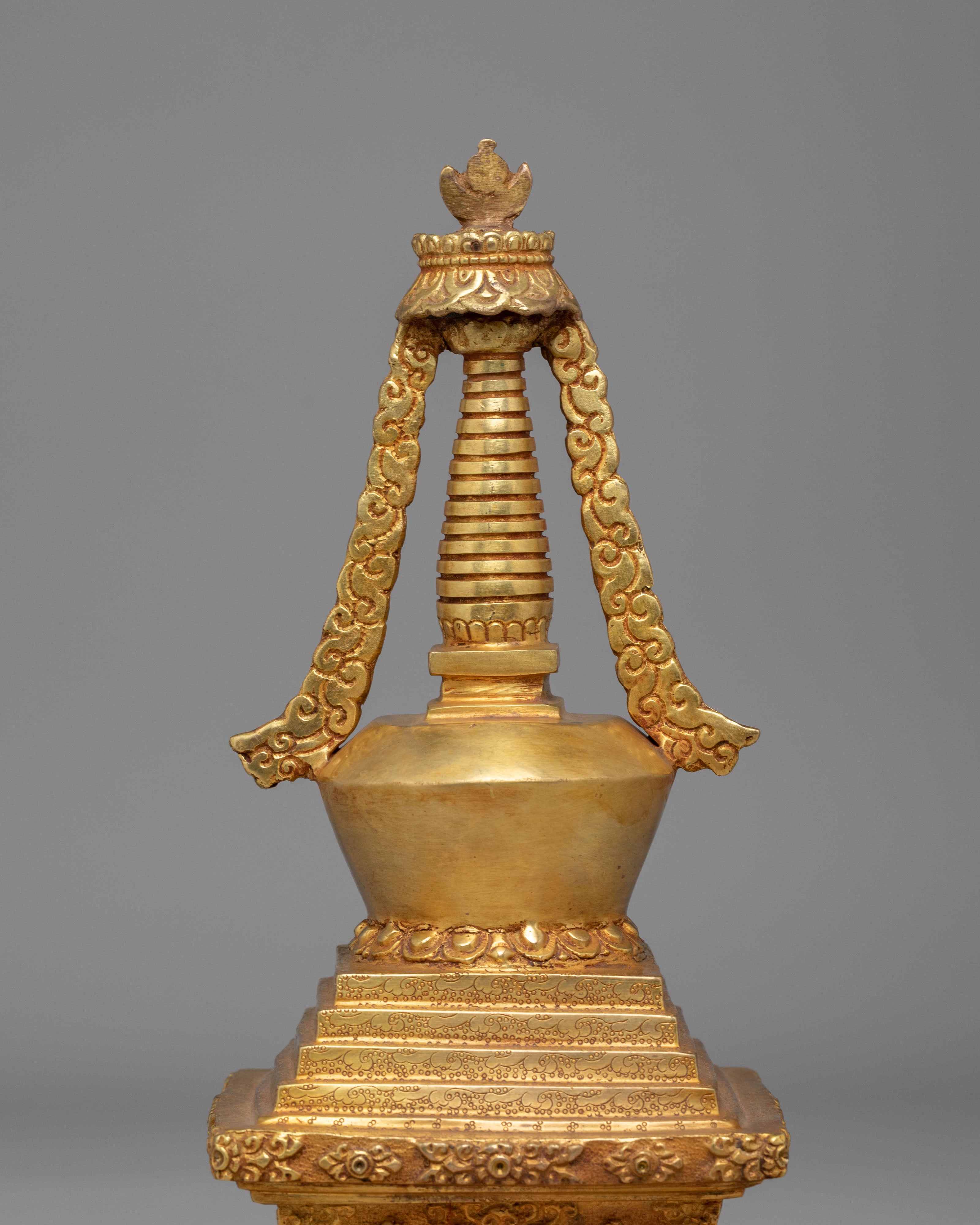 Traditional Himalayan Enlightenment Stupa | Sacred Buddhist Decor