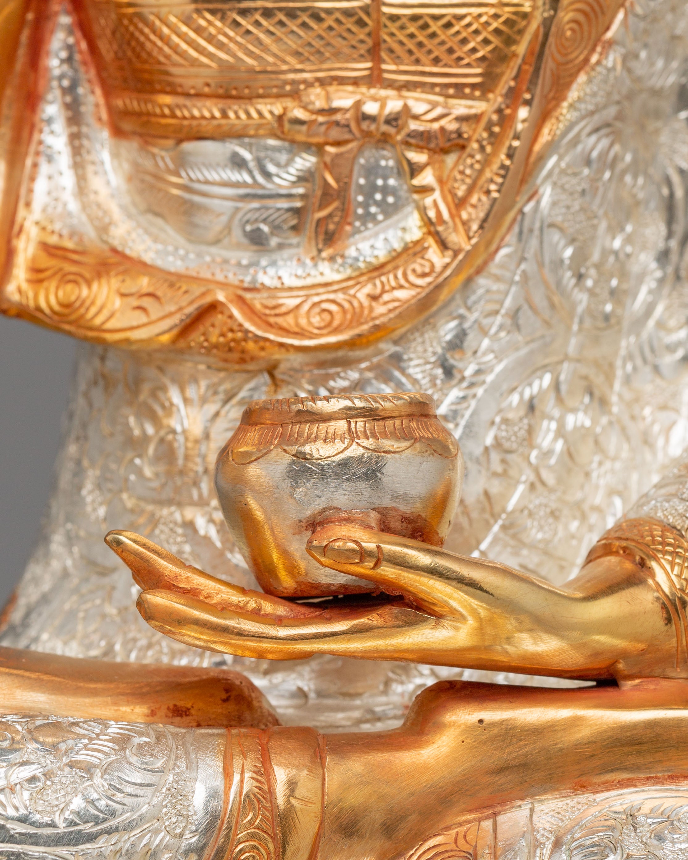 Buddhist Crown Shakyamuni Buddha Statue | Handcrafted Tibetan Deity Sculpture