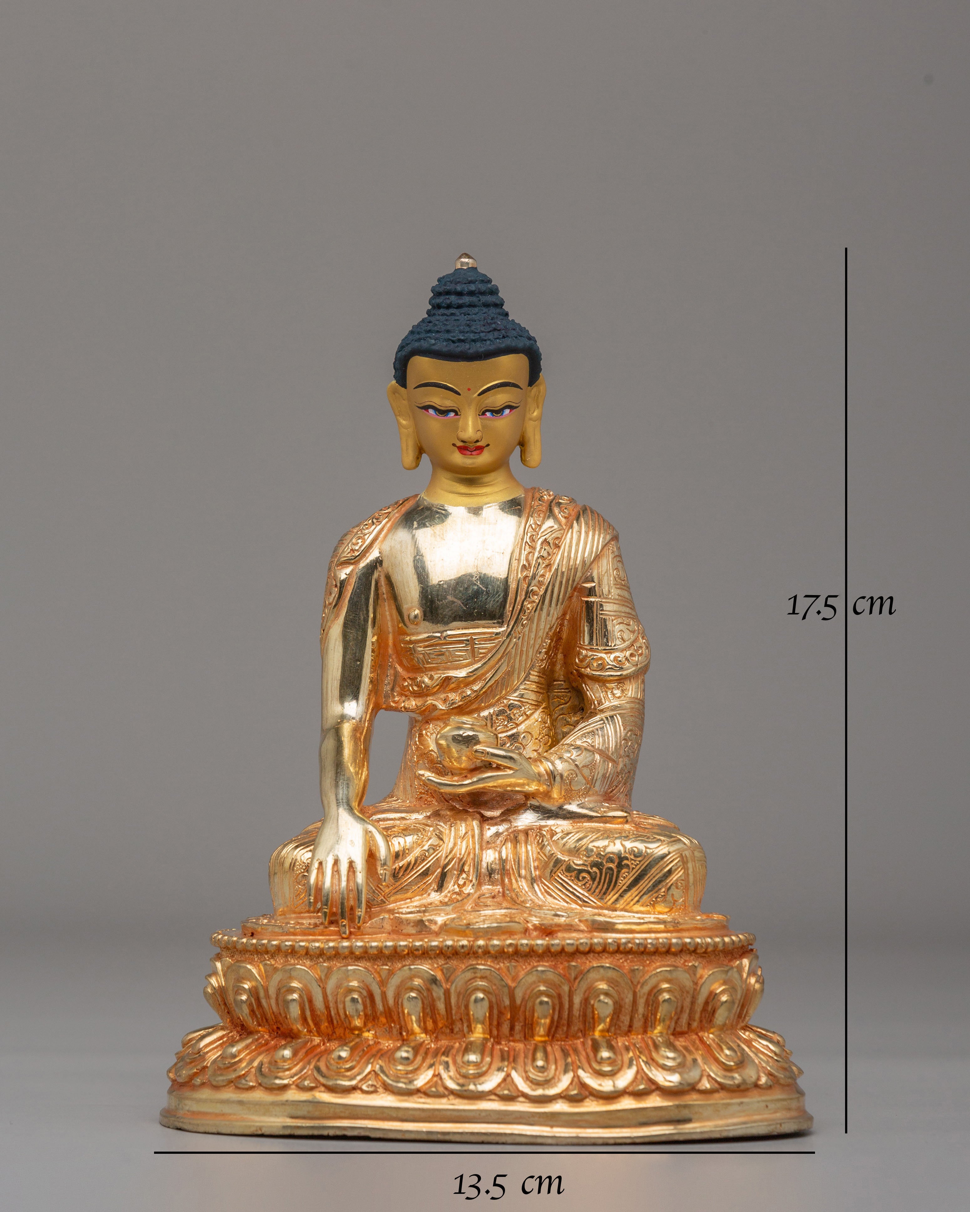 Sage Shakyamuni Buddha Figurine | 24K Gold Plated Buddhist Sculpture