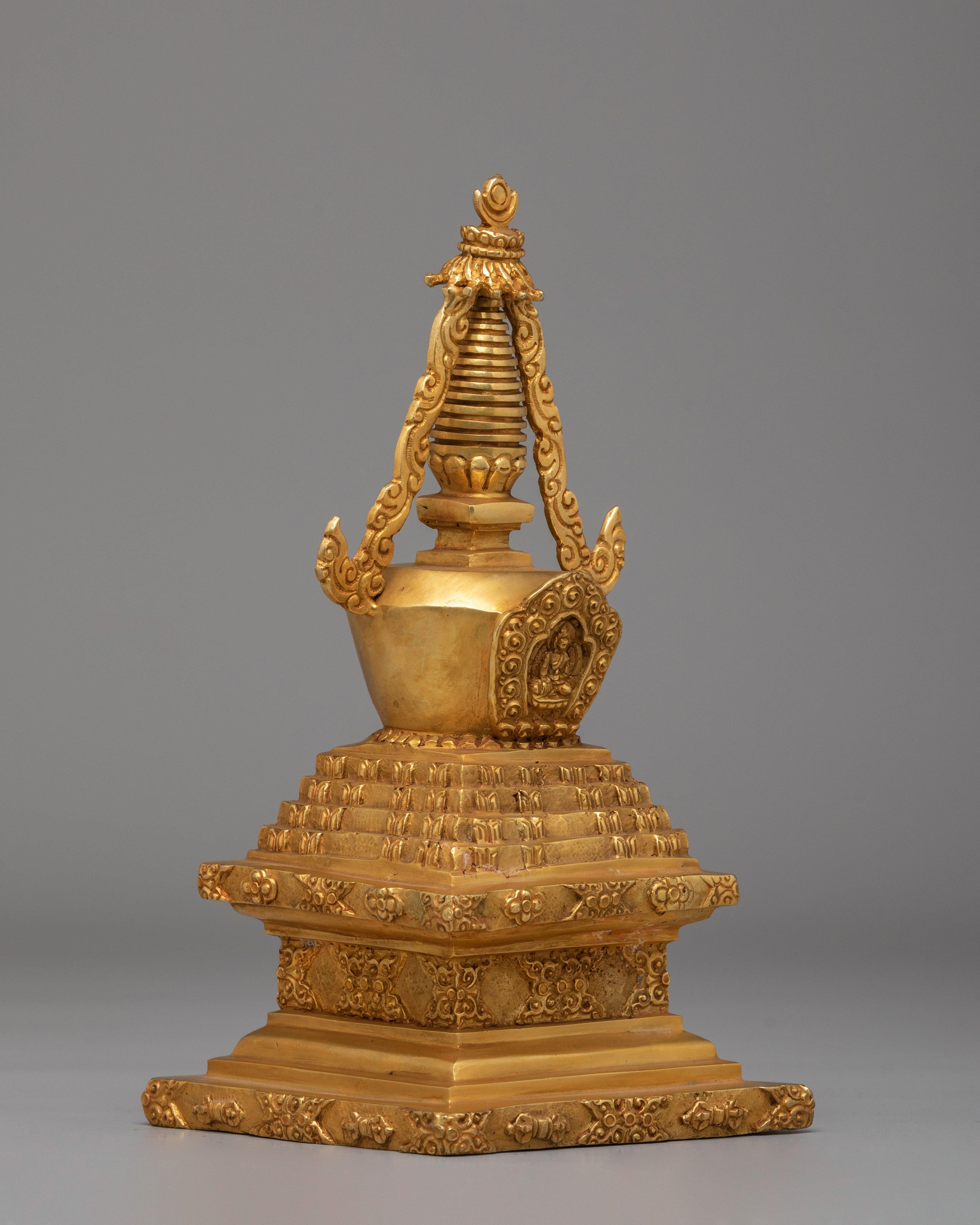 Scared Stupa for Rituals | 24K Gold Plated Buddhist Sacred Art