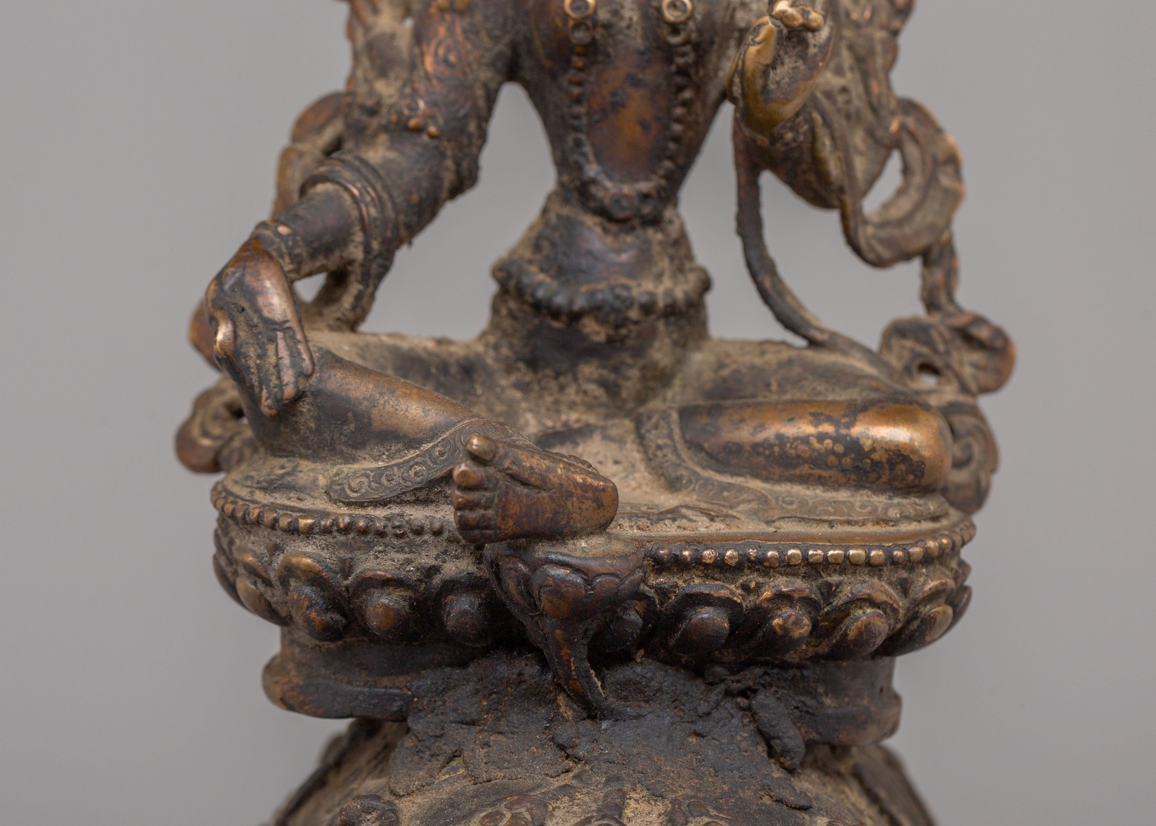 Green Tara On Elephant Statue Set for Altar | Perfect for Sacred Spaces