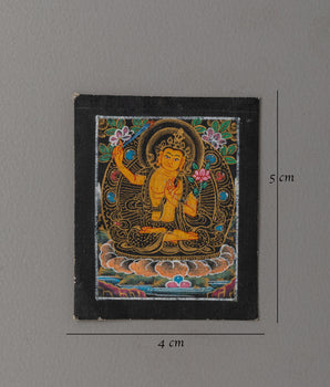 Handmade Manjushri Thangka For Locket | Tibetan Bodhisattva Statue