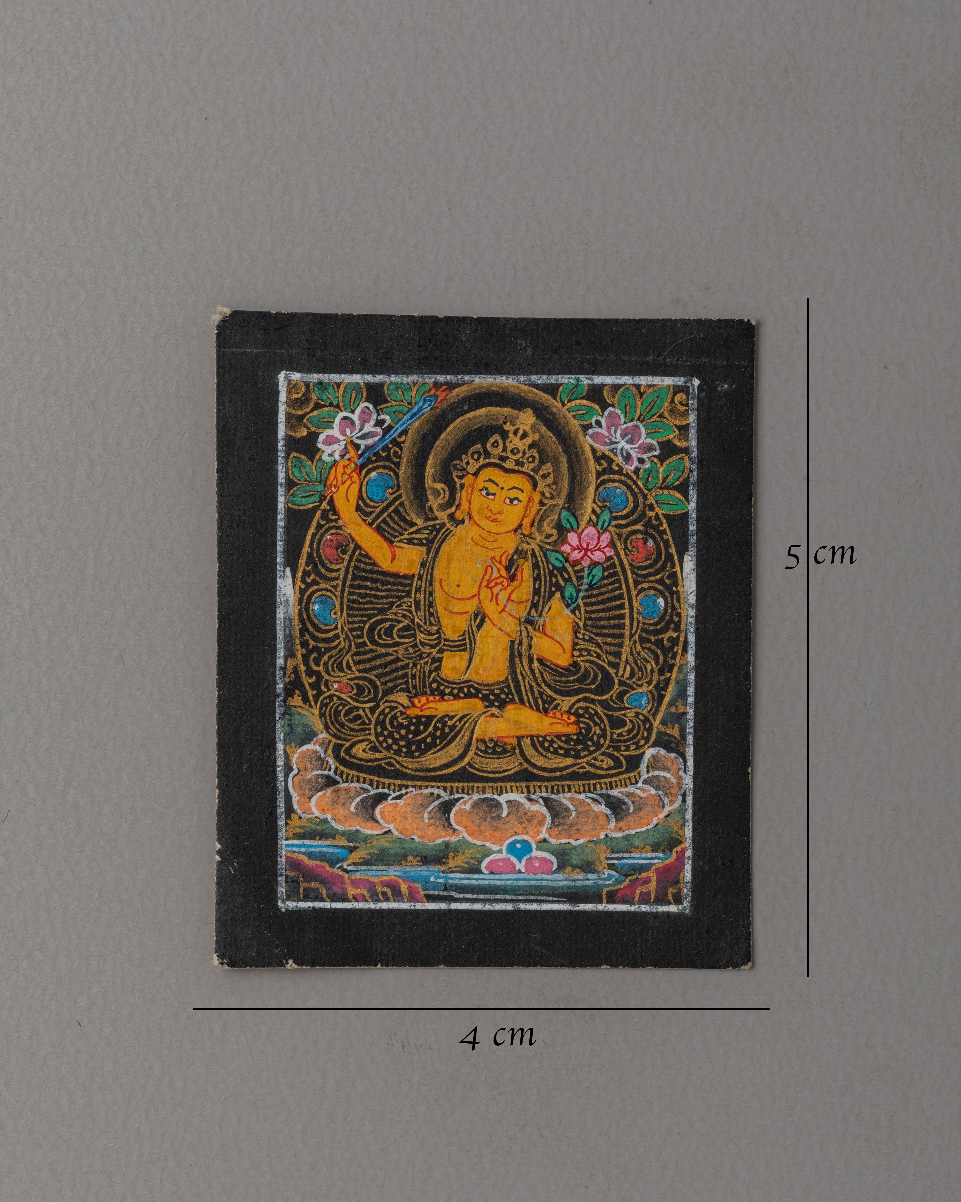 Handmade Manjushri Thangka For Locket | Tibetan Bodhisattva Statue