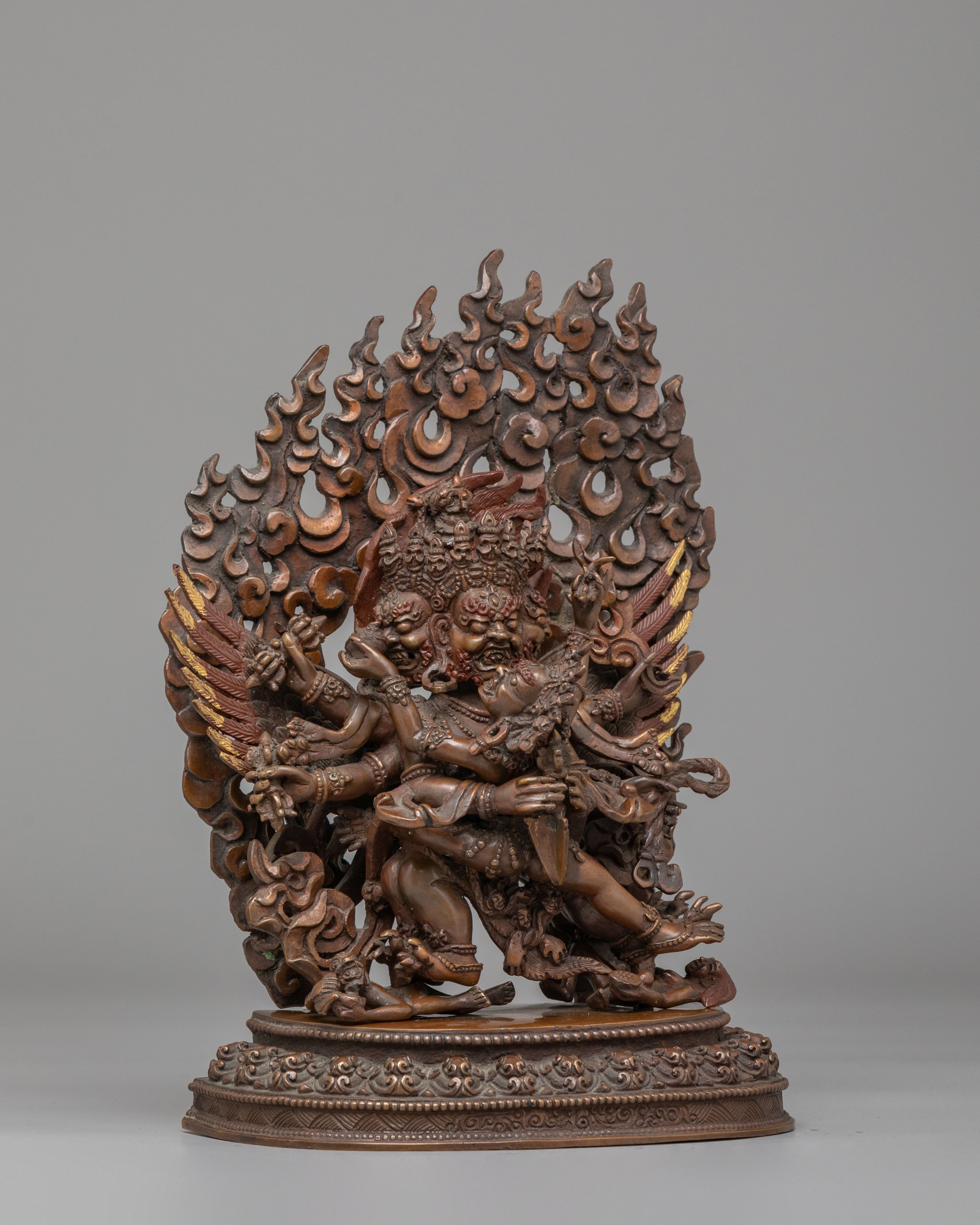 Vajrakilaya with Consort Statue | Oxidized Copper Body