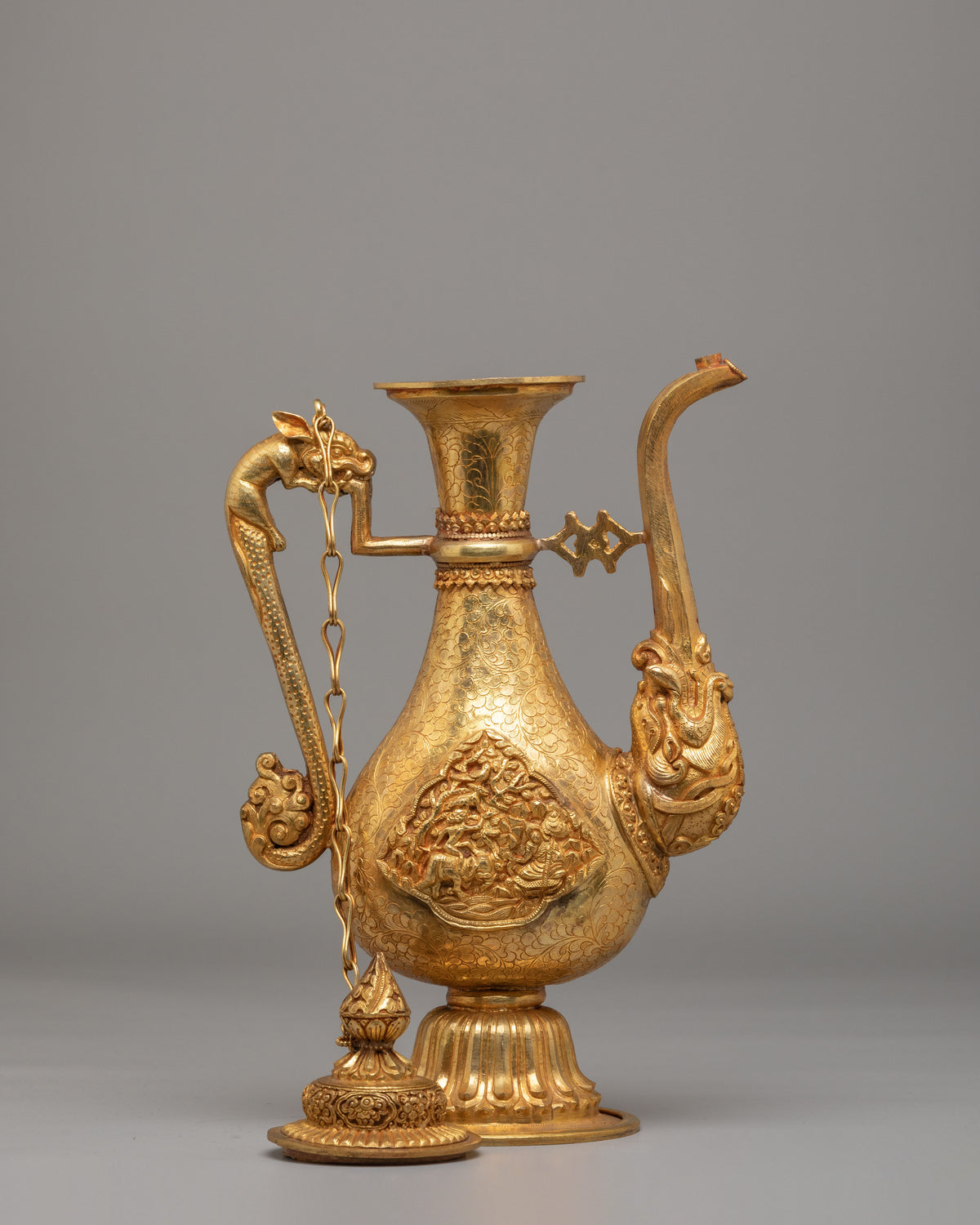 Spiritual Buddhist Bhumba Ewer | Handcrafted Copper Altar Vessel