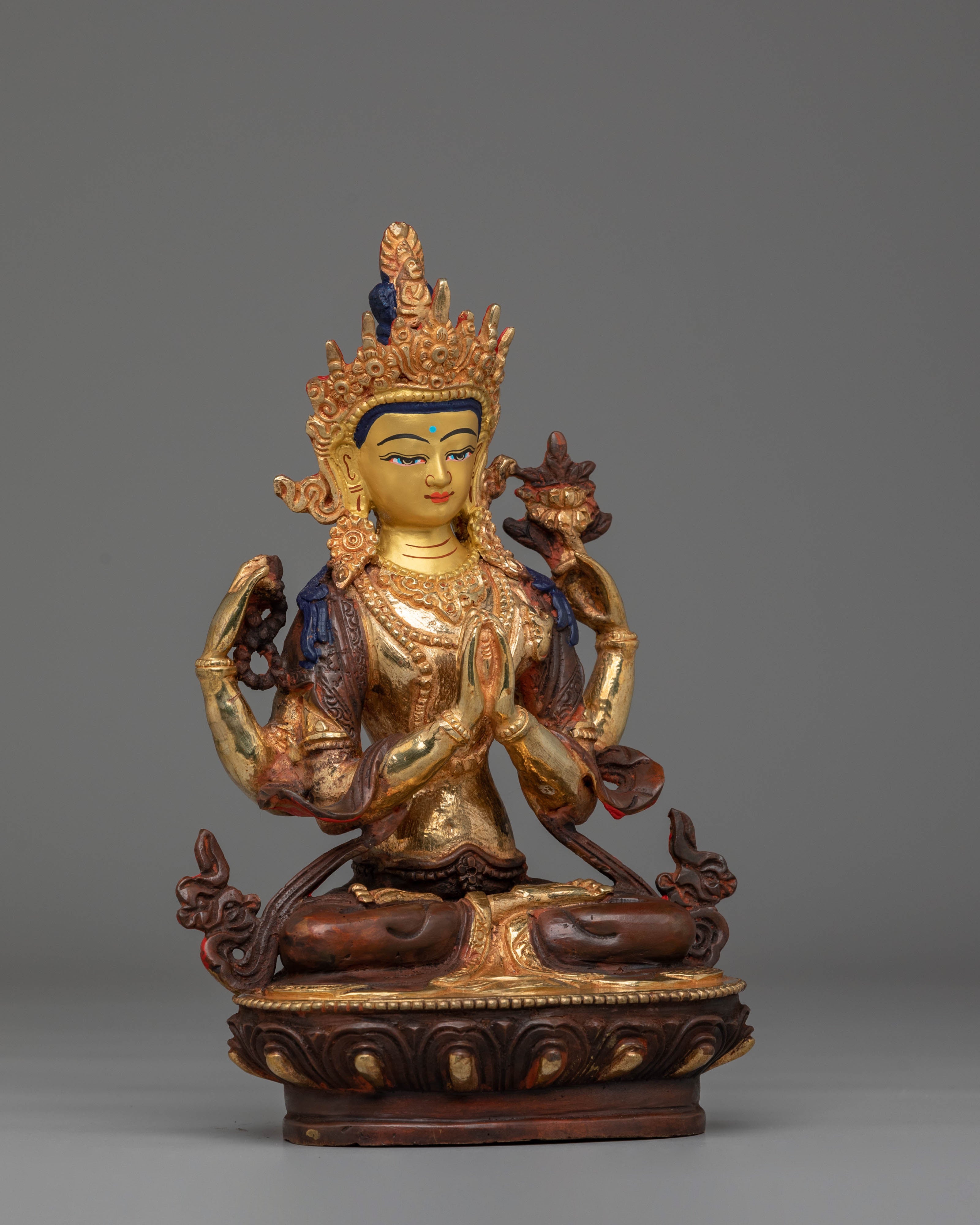 Chenrezig Handcrafted Tibetan Sculpture | Spiritual Decor for Meditation & Blessings