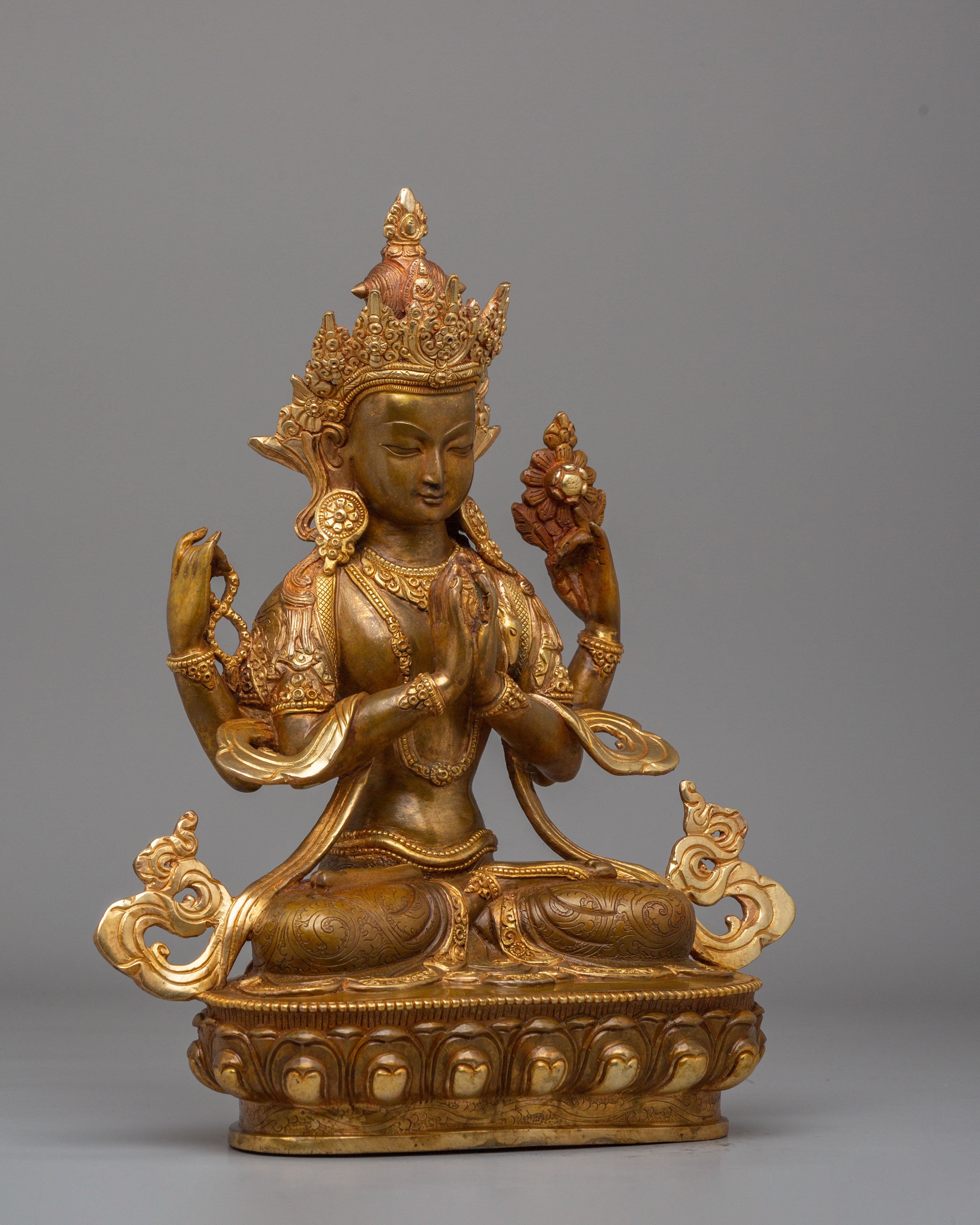 Avalokiteshvara Chenrezig Altar Statue | Bodhisattva of Infinite Compassion