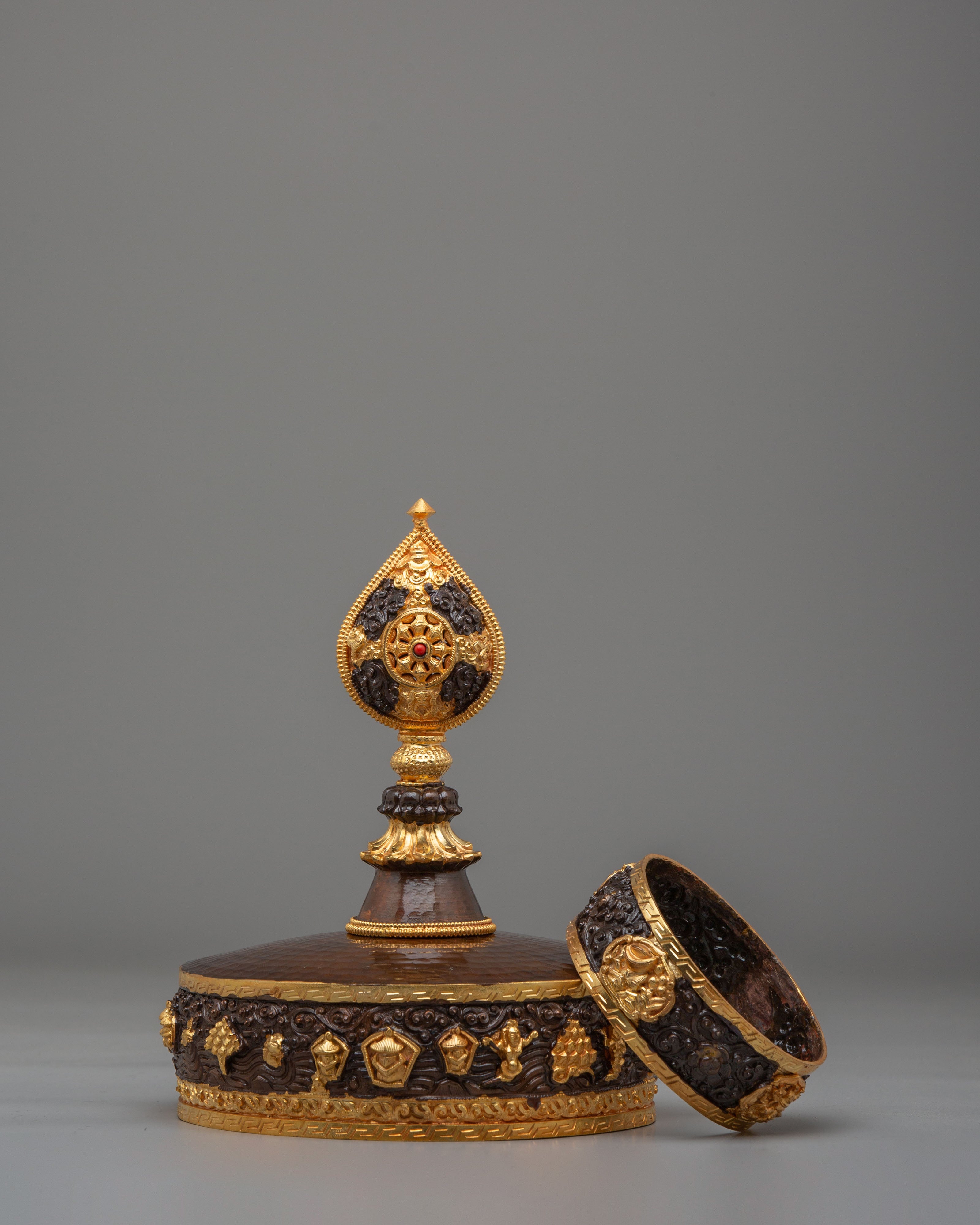 Ceremonial Altar Mandala Offering | Gold Plated Copper Buddhist Ritual Art