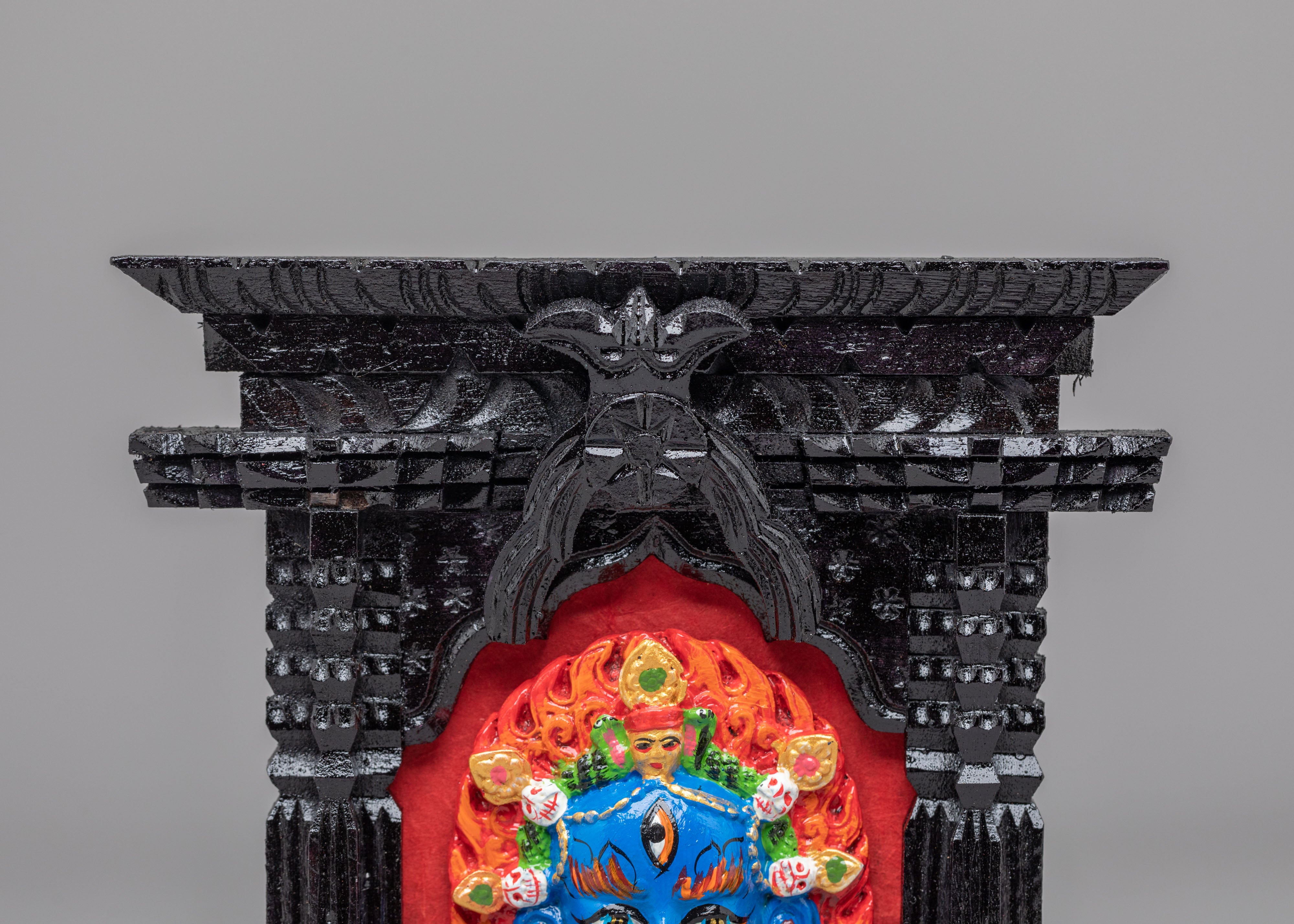 Buddhist Decorative Wall Hanging | Wooden Mahakala Shrine Frame