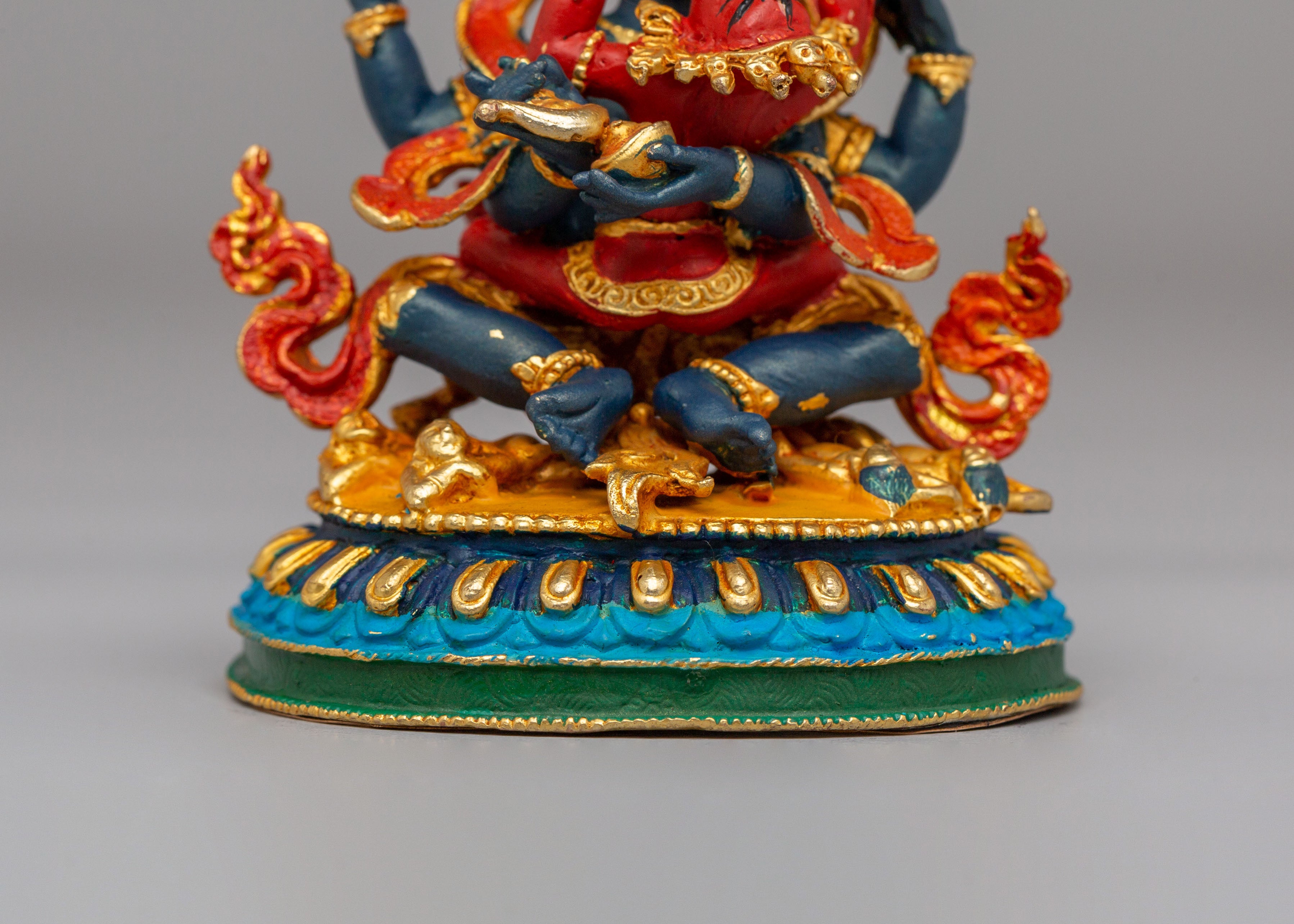 Four Armed Mahakala With Consort Statue | Symbol of Divine Union