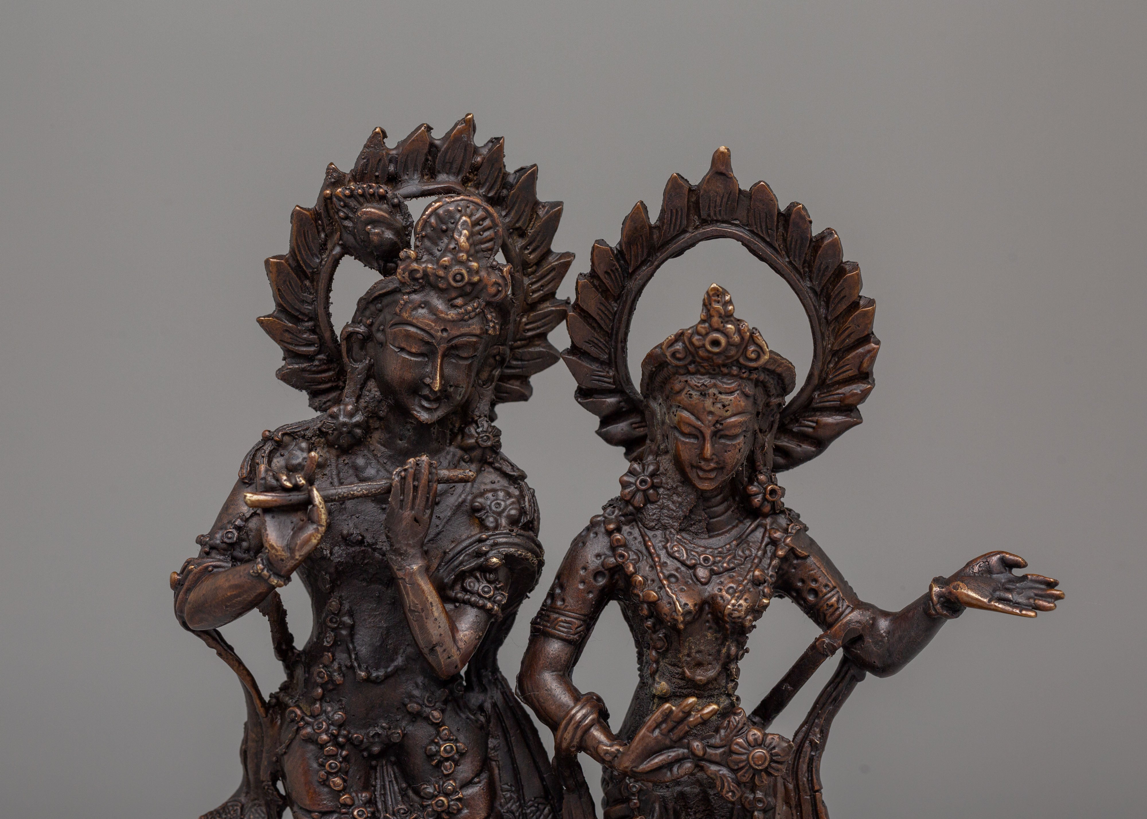 Traditional Sacred Radha Krishna Statue | Hindu Deity Figurine