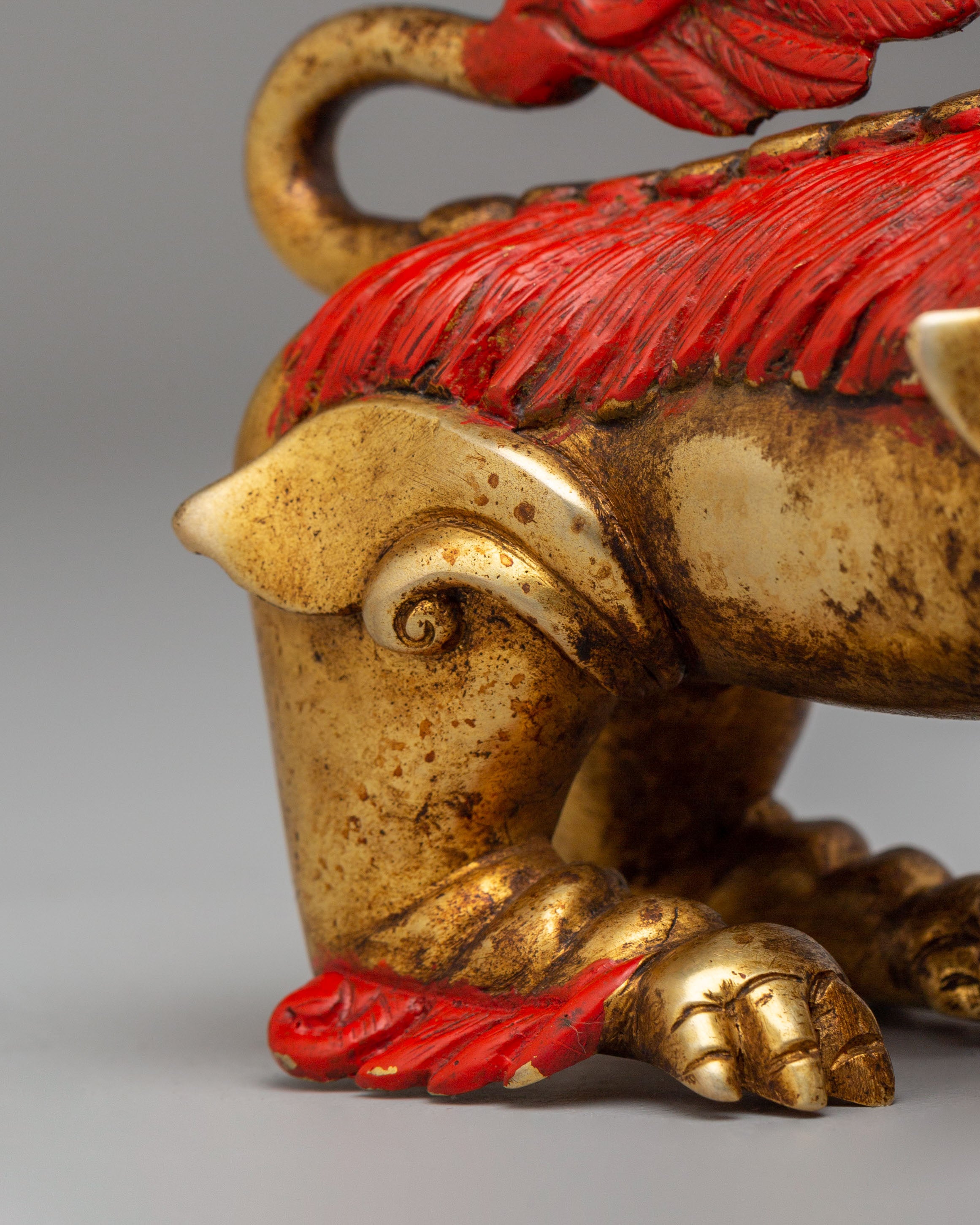 Traditional Decorative Lion Set | Handcrafted Copper Lion Figurines