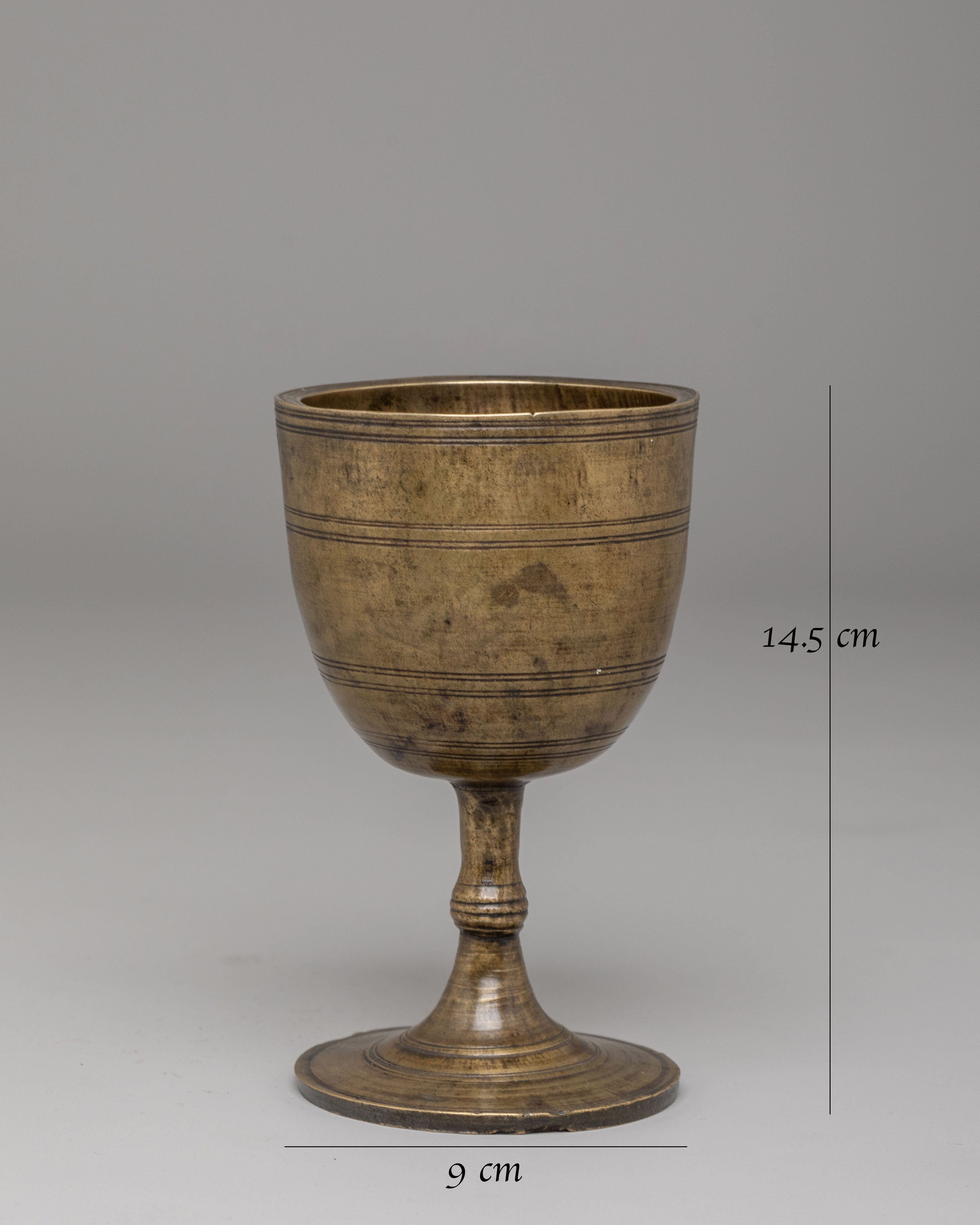 Himalayan Offering Glass | Antique Brass Buddhist Ritual Vessel
