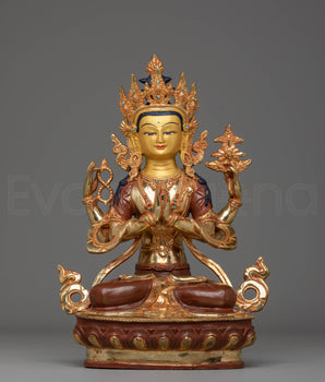 Handcrafted Tibetan Chenrezig Sculpture