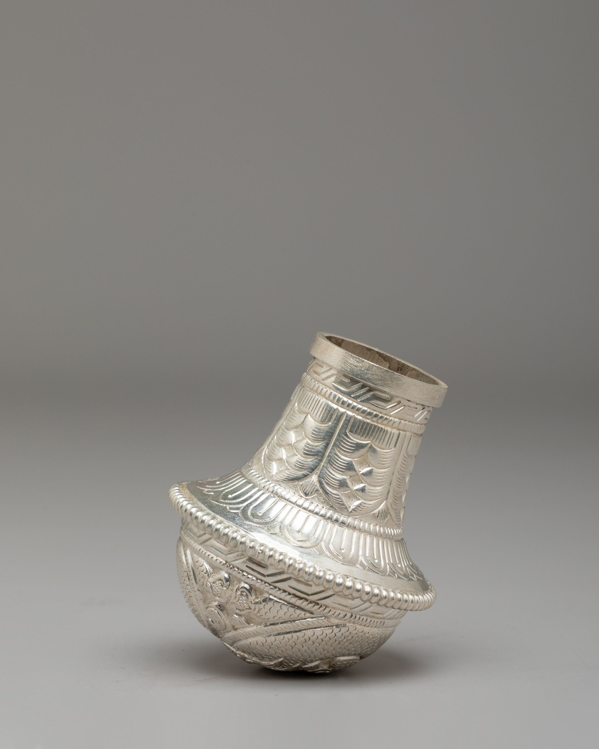 Silver Brocade Stick Cap | Sacred Silver Ritual Accessories