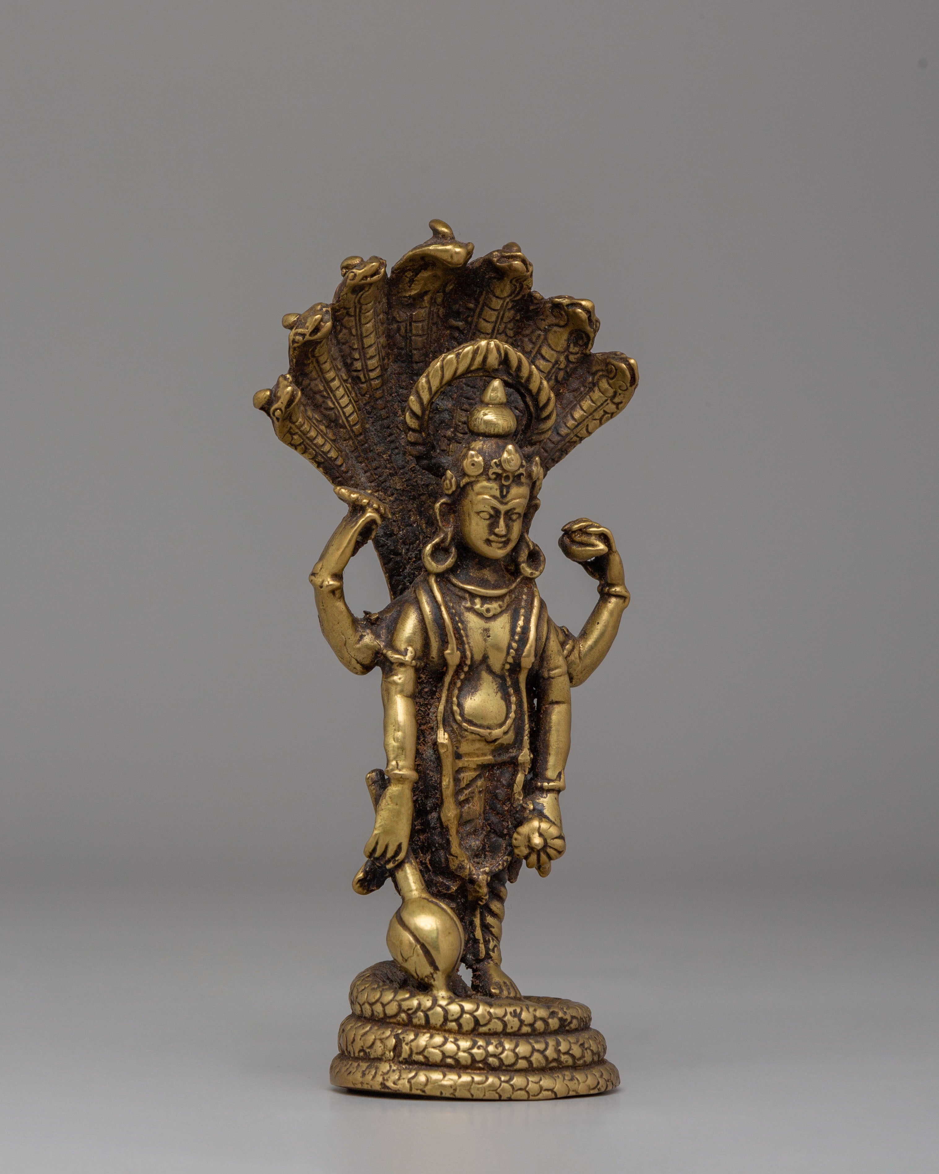 Spiritual Protector Lord Vishnu Statue | Handcrafted Brass Sculpture